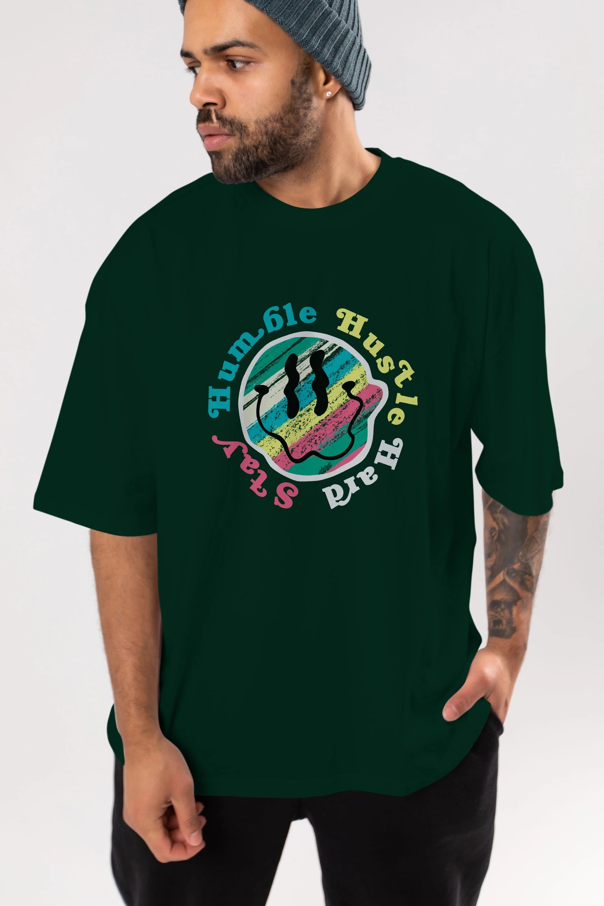 Stay Humble 2 Ön Baskılı Oversize t-shirt Erkek Kadın Unisex