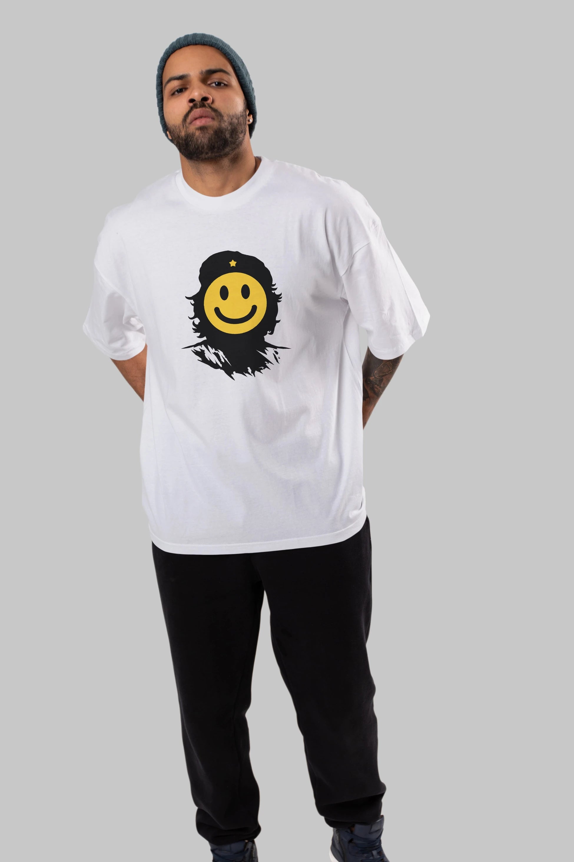 Che Smile Ön Baskılı Oversize t-shirt %100 pamuk Erkek Kadın Unisex