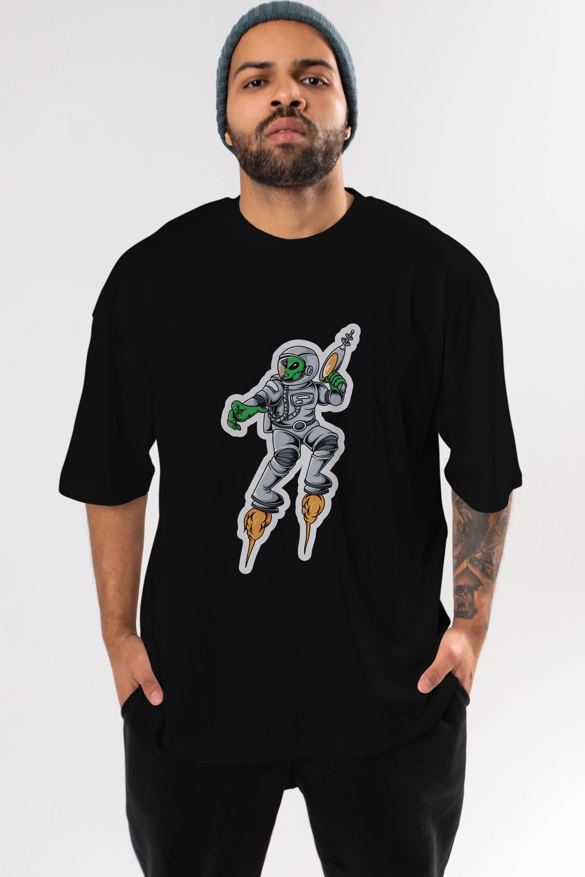 Alien Wars Sticker Ön Baskılı Oversize t-shirt Erkek Kadın Unisex