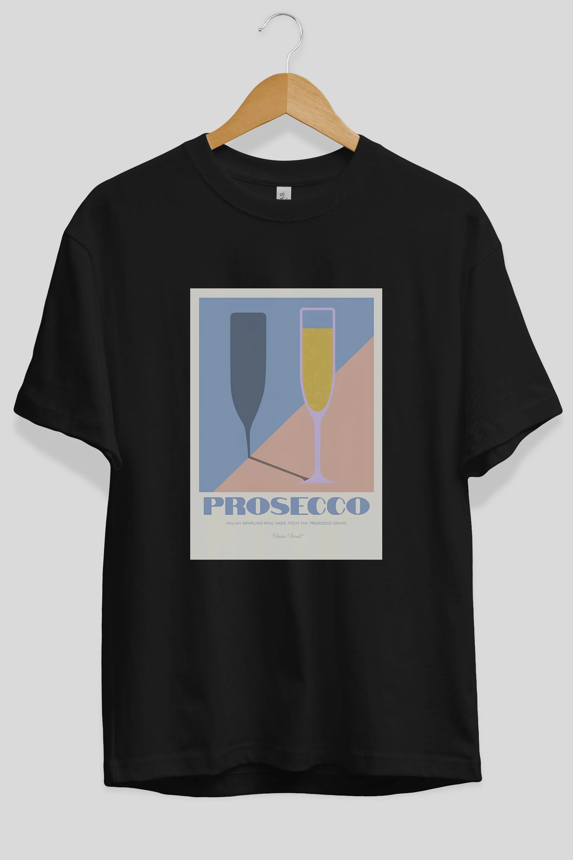 Prosecco Ön Baskılı Oversize t-shirt Erkek Kadın Unisex %100 Pamuk Bisiklet Yaka tişort