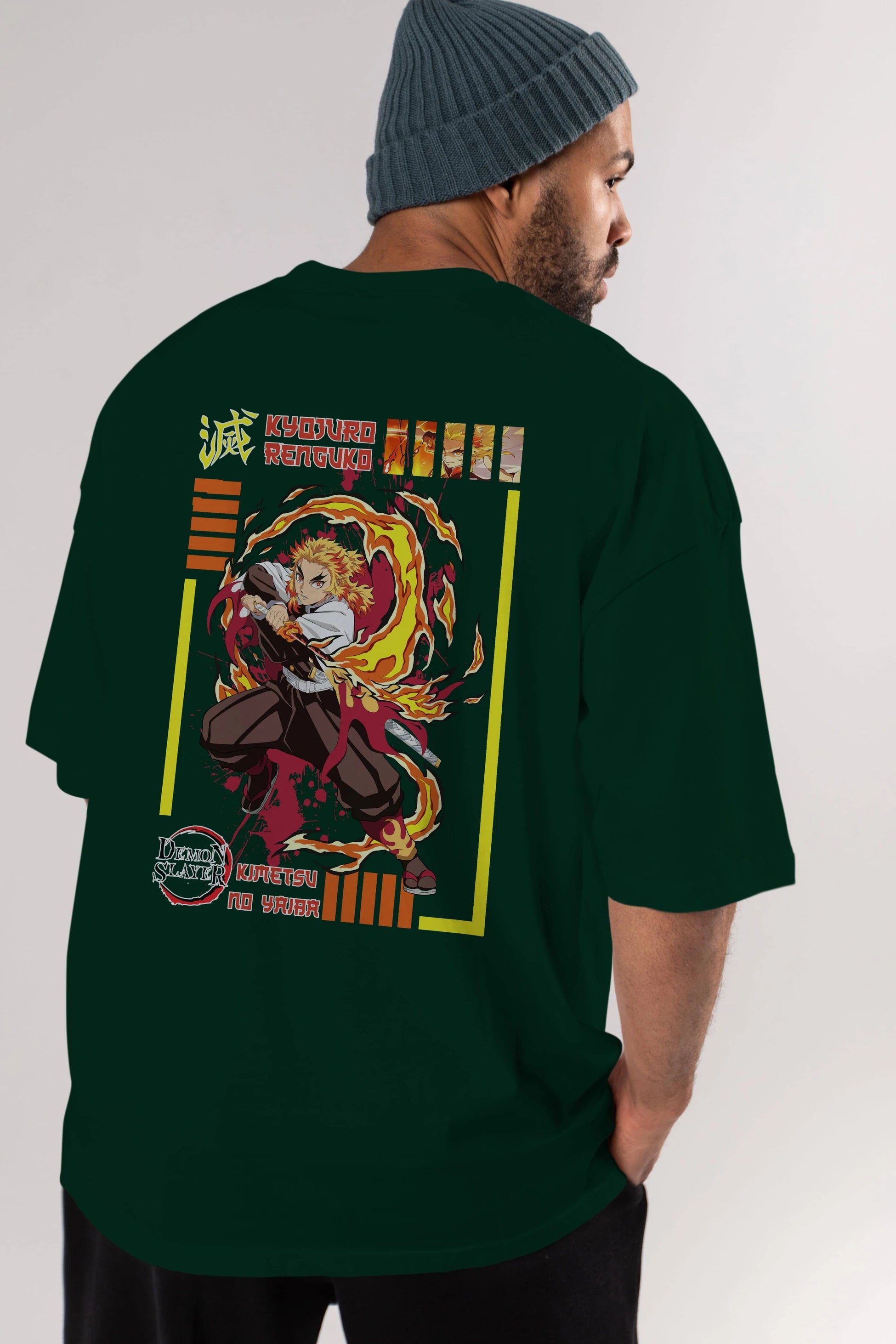 KYOJURO RENGOKU Anime Arka Baskılı Oversize t-shirt Erkek Kadın Unisex