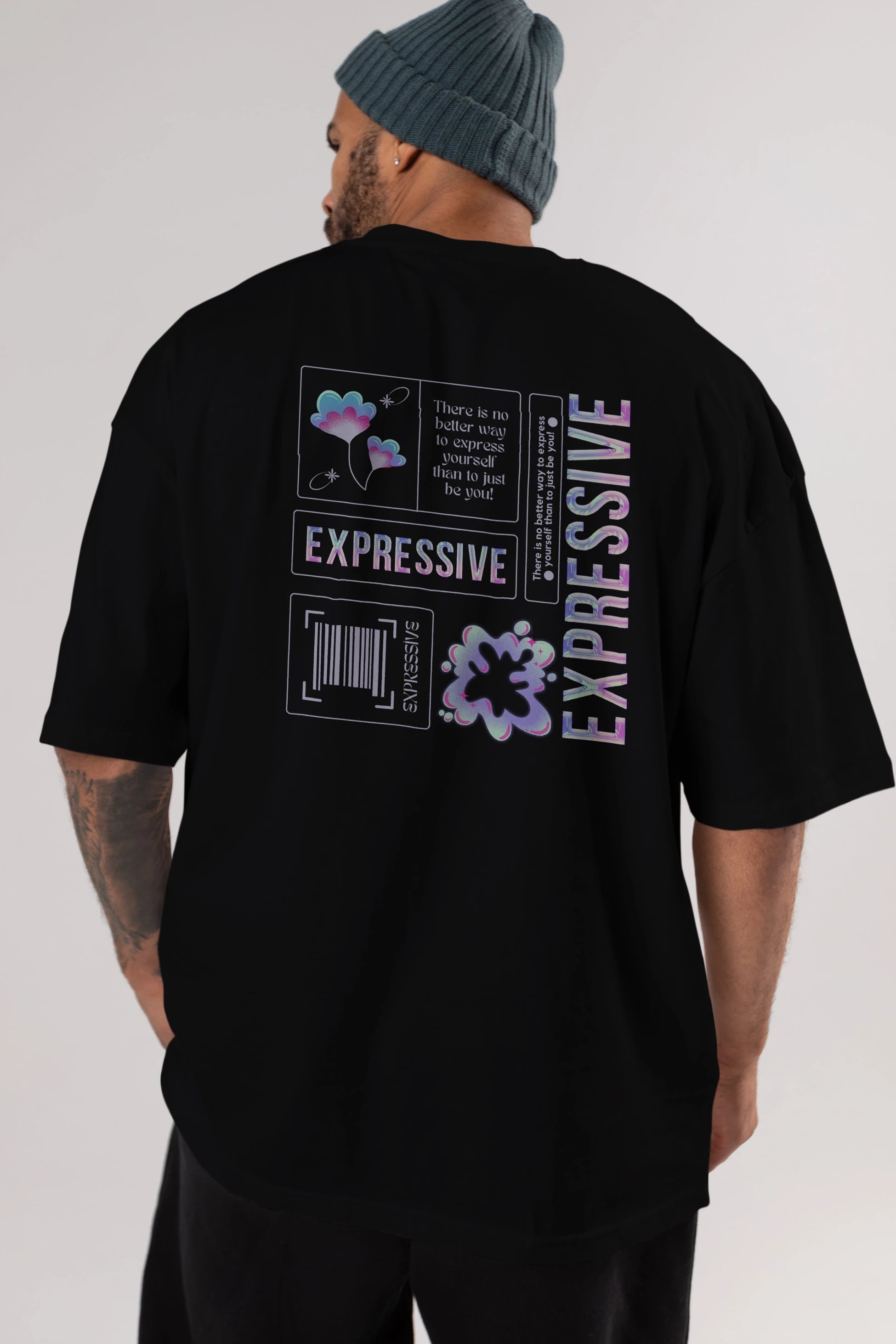 Expressive Streetwear Arka Baskılı Oversize t-shirt Erkek Kadın Unisex