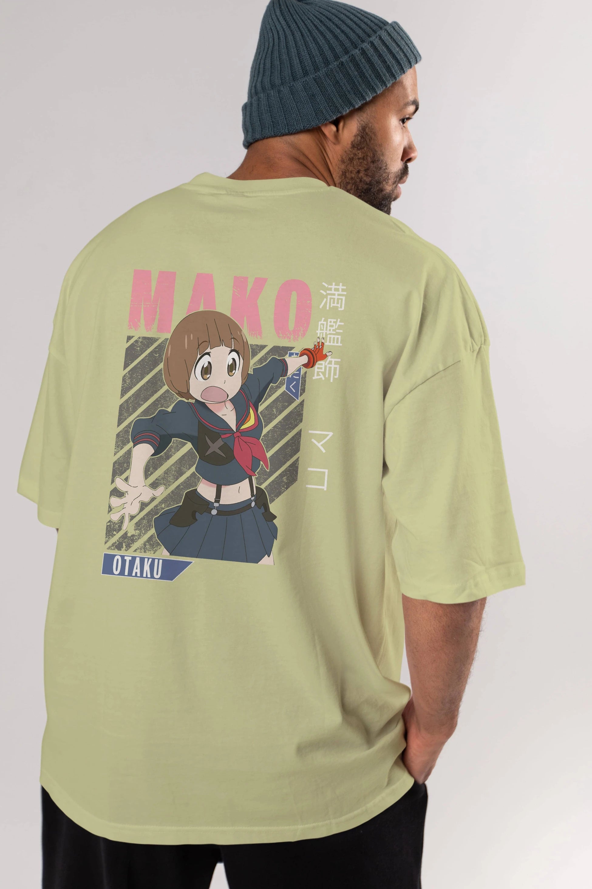 Mako Mankanshoku 2 Anime Arka Baskılı Oversize t-shirt Erkek Kadın Unisex