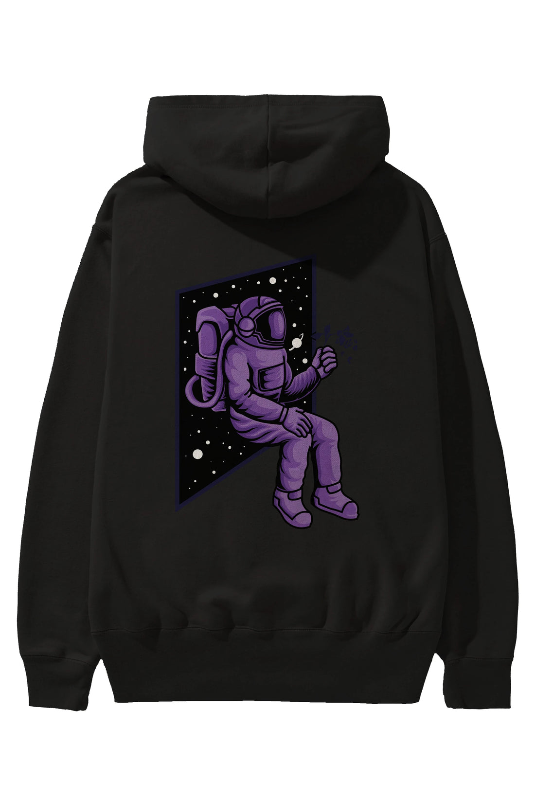 Astronaut holding black rose Arka Baskılı Hoodie Oversize Kapüşonlu Sweatshirt Erkek Kadın Unisex