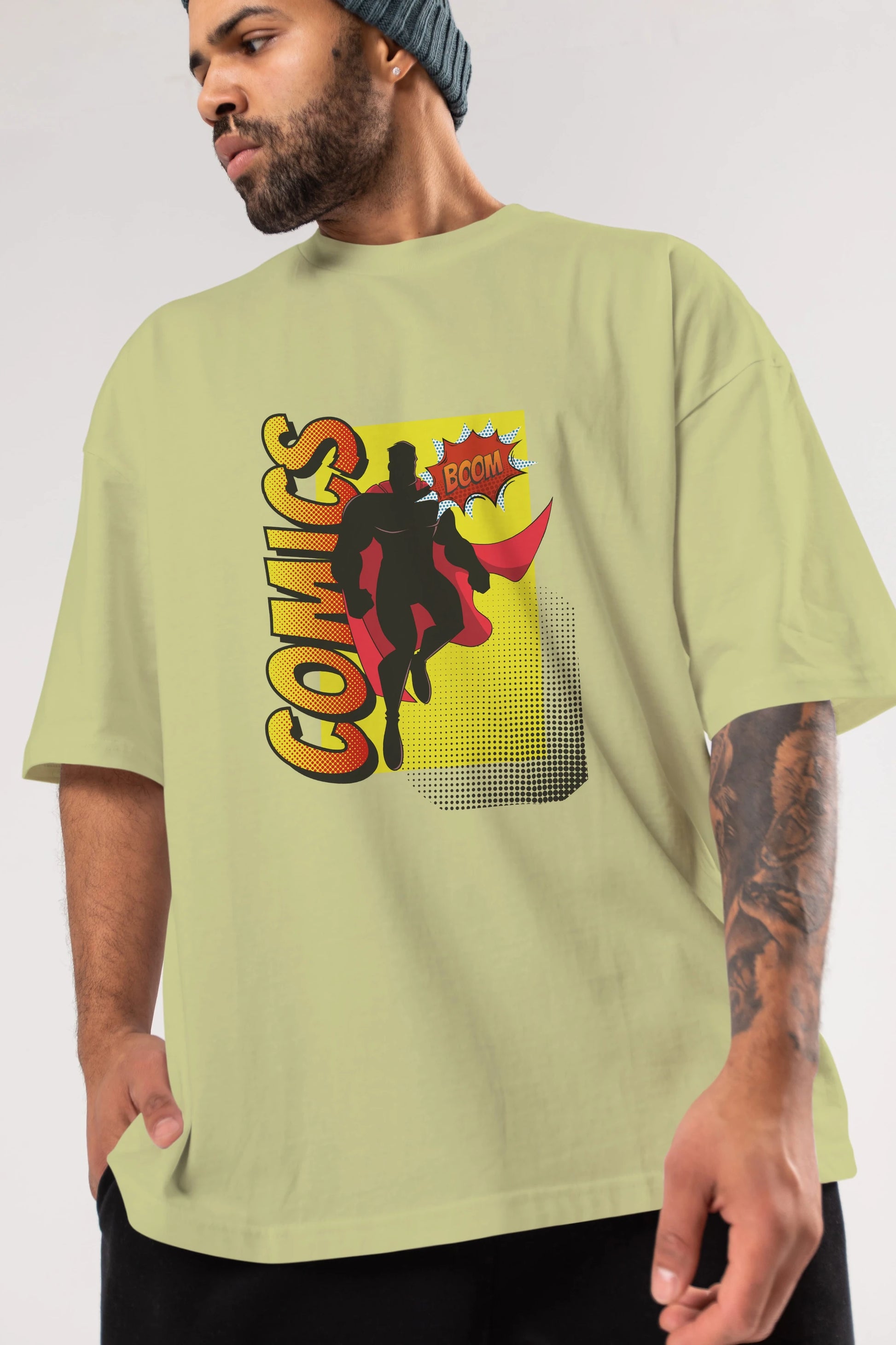 Comics Boom Ön Baskılı Oversize t-shirt Erkek Kadın Unisex