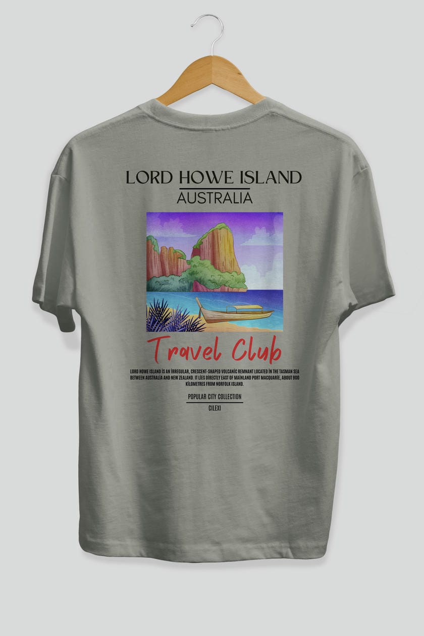 Lord Howe İsland Australia Arka Baskılı Oversize t-shirt Erkek Kadın Pamuk Bisiklet Yaka tişort