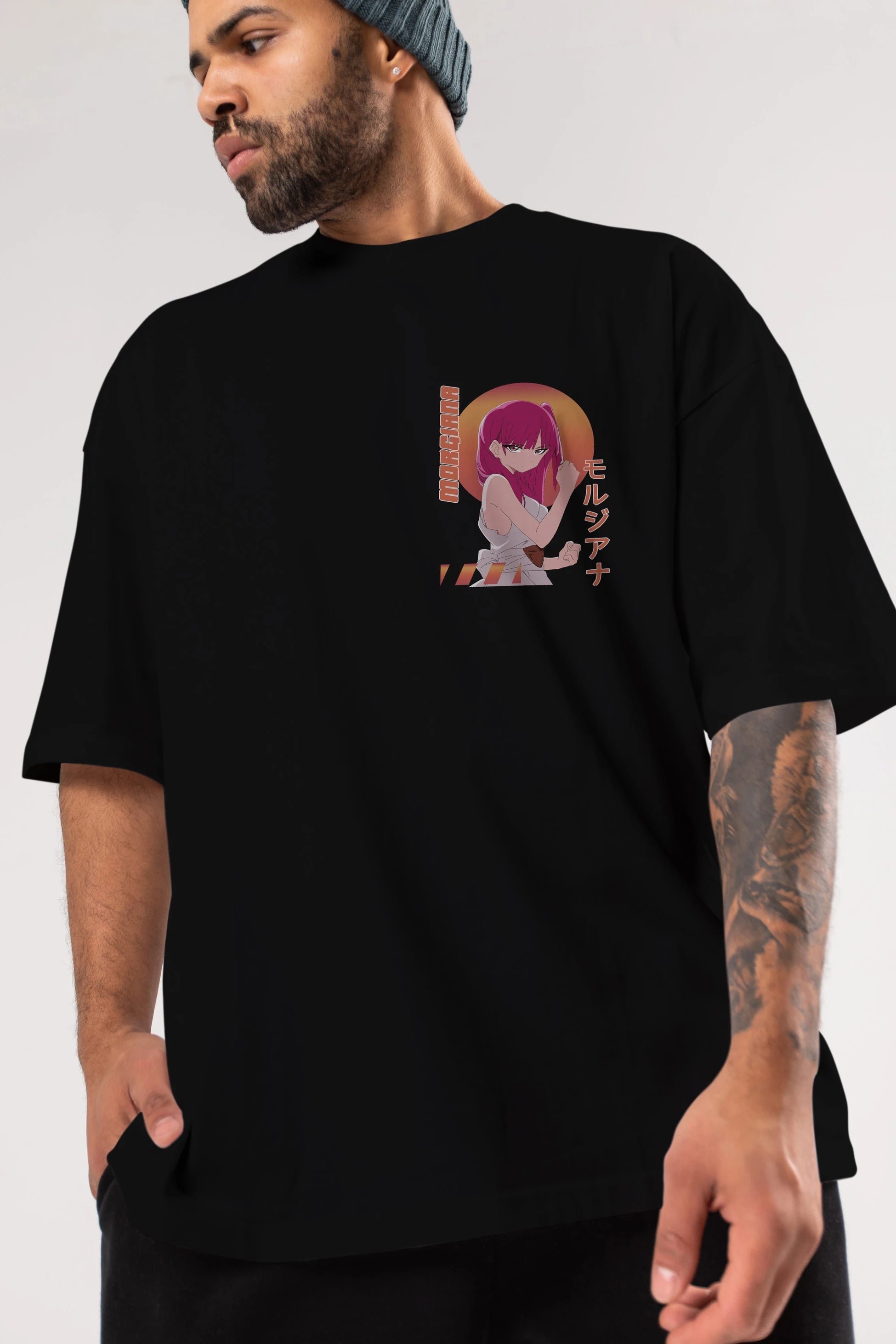 Morgiana 5 Ön Sol Baskılı Oversize t-shirt Erkek Kadın Unisex %100 Pamuk Bisiklet Yaka tişort