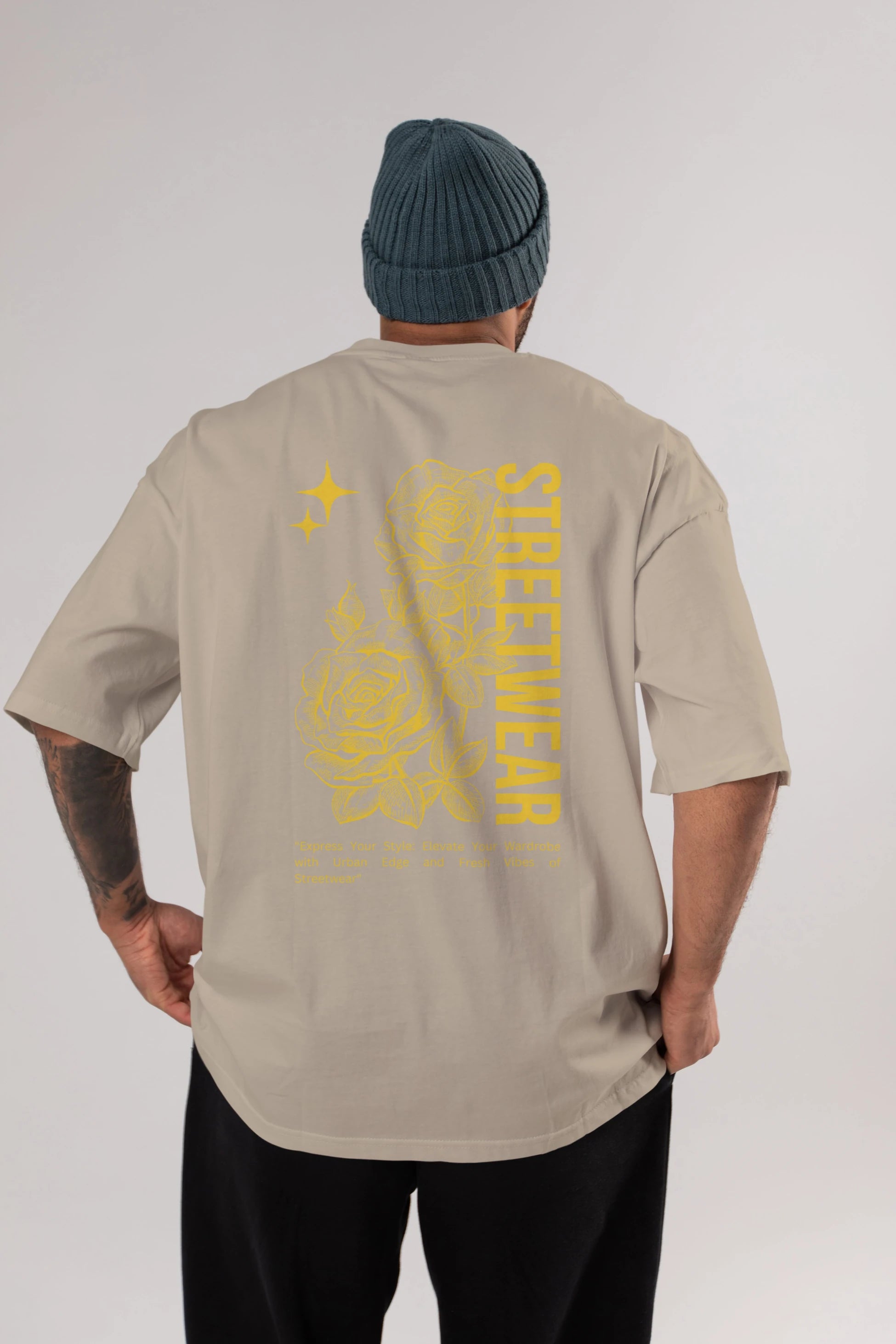 Minimalist Streetwear Arka Baskılı Oversize t-shirt Erkek Kadın Unisex