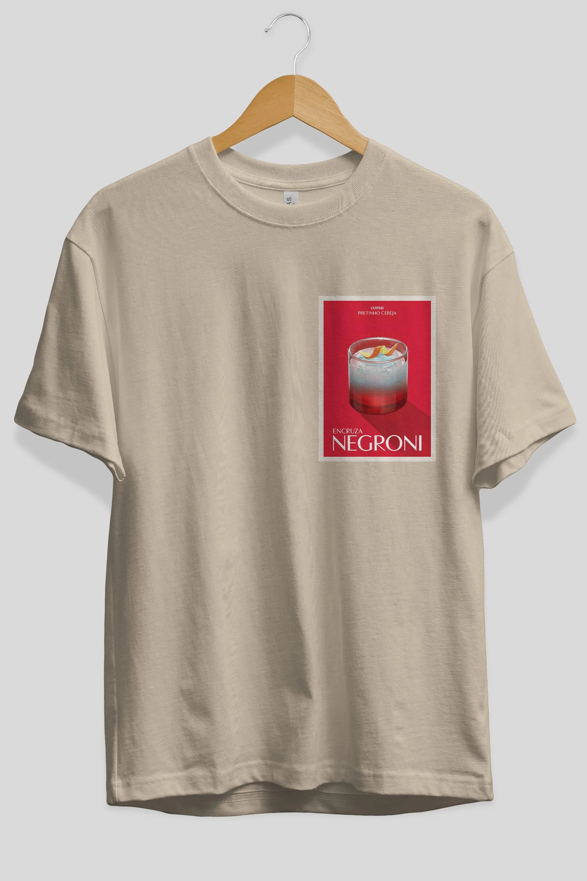 Encruza Negroni Ön Sol Baskılı Oversize t-shirt Erkek Kadın Unisex %100 Pamuk Bisiklet Yaka tişort