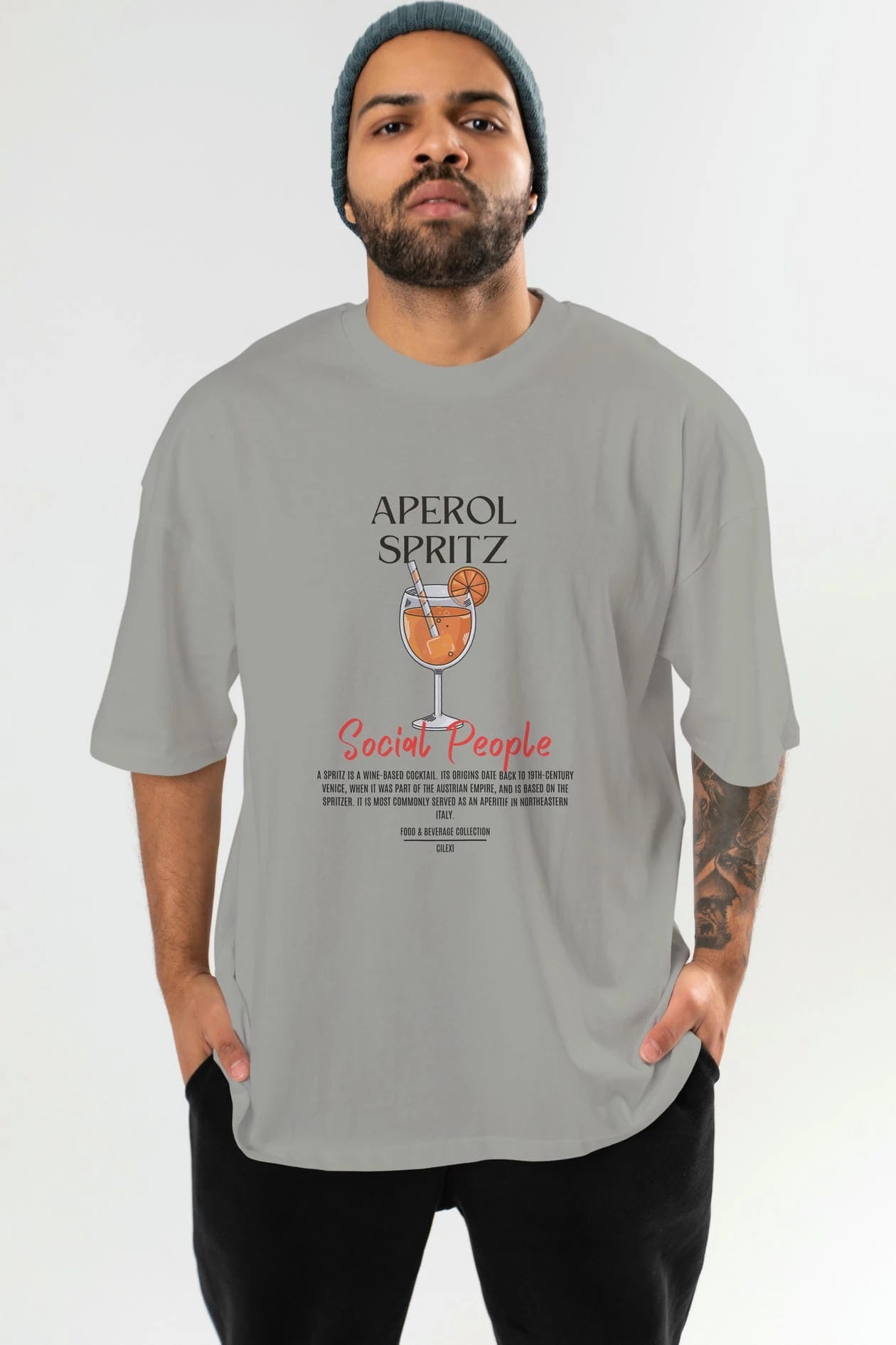 Aperol Sprıtz Kokteyl Serisi ön Baskılı Oversize t-shirt Erkek Kadın %100 Pamuk Bisiklet Yaka tişort