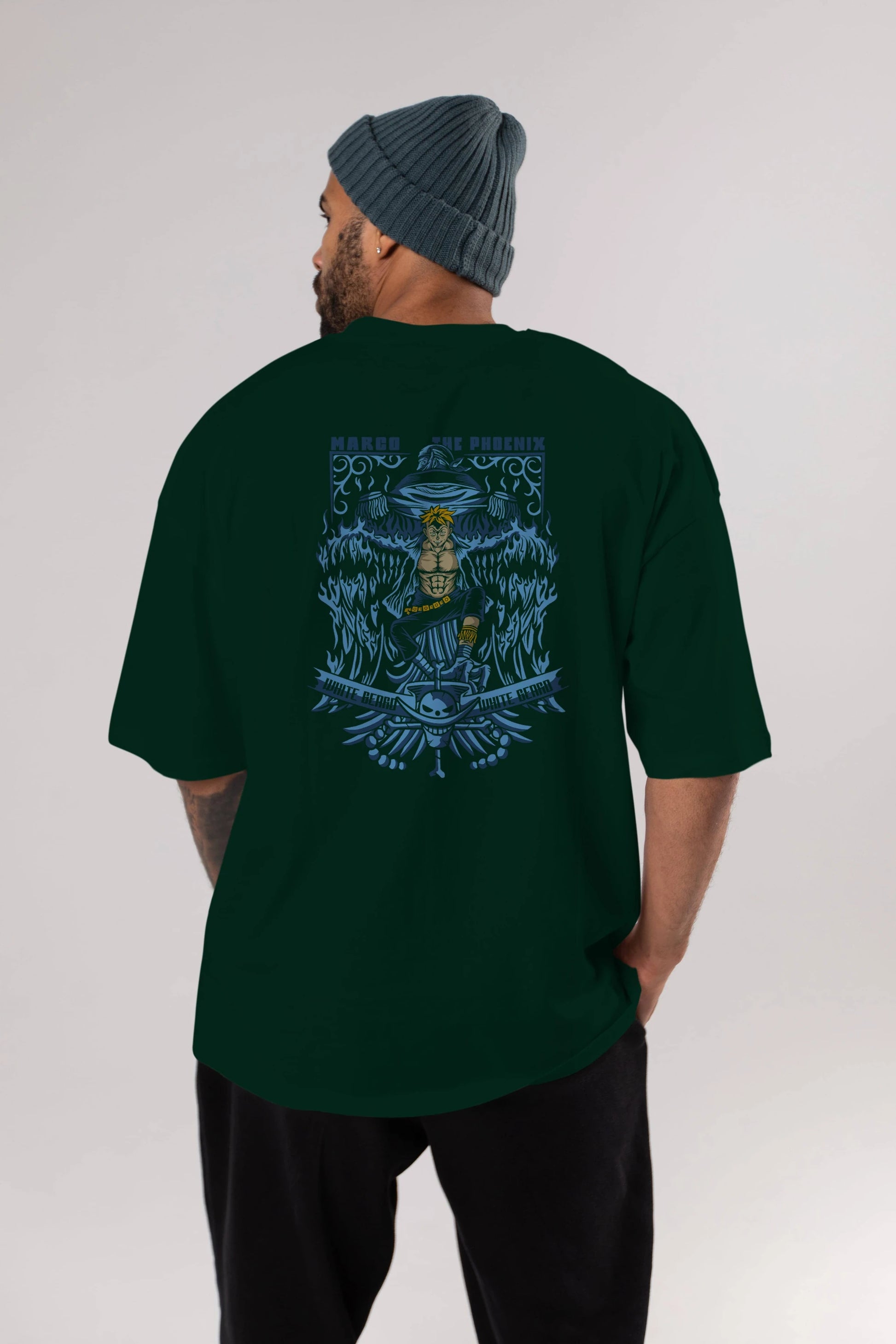 MARCO EL FENIX One Piece Anime Arka Baskılı Oversize t-shirt Erkek Kadın Unisex
