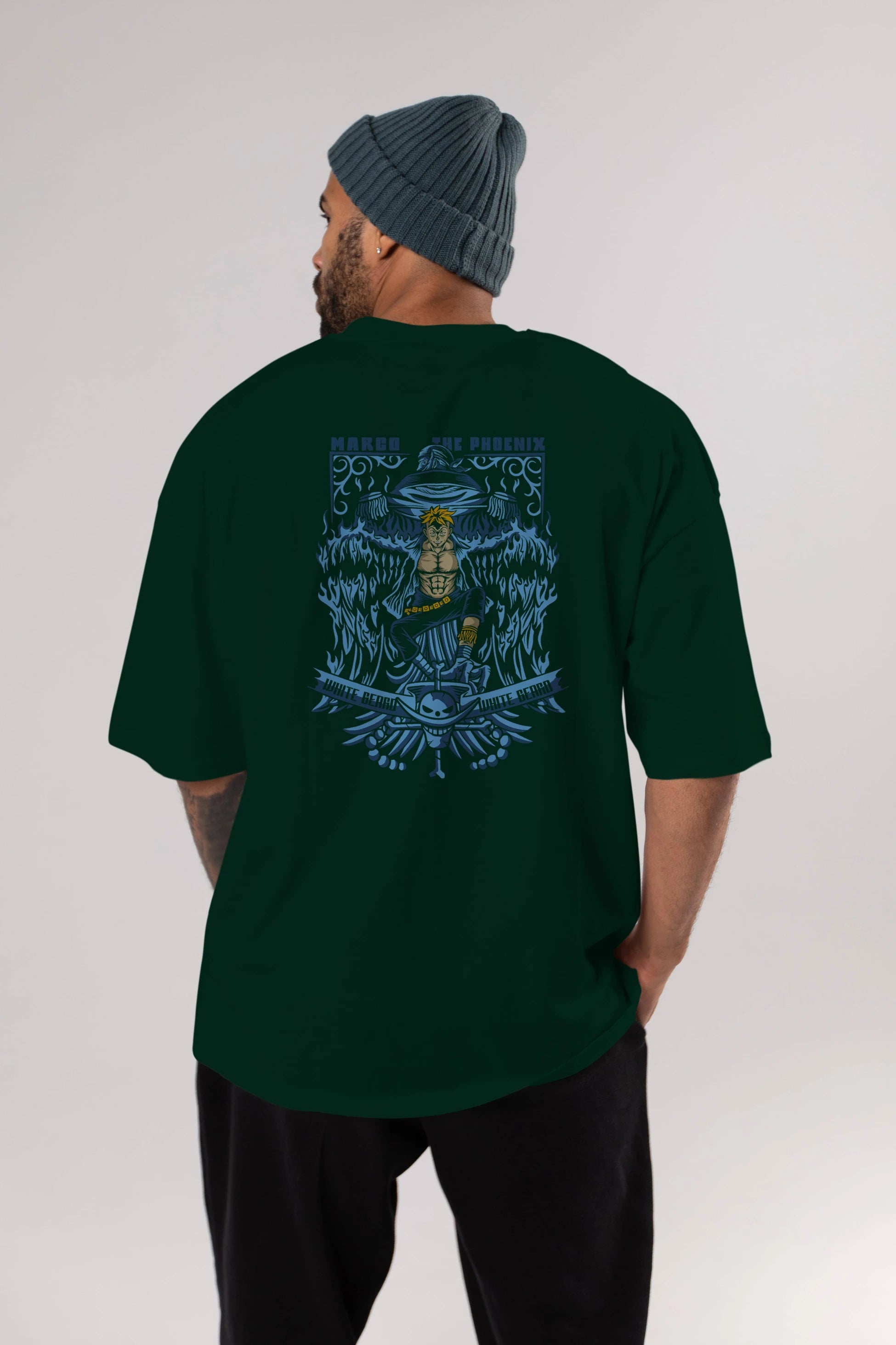 MARCO EL FENIX One Piece Anime Arka Baskılı Oversize t-shirt Erkek Kadın Unisex