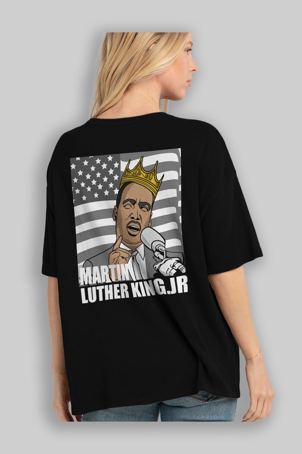 Luther King Arka Baskılı Oversize t-shirt Erkek Kadın Unisex %100 Pamuk tişort