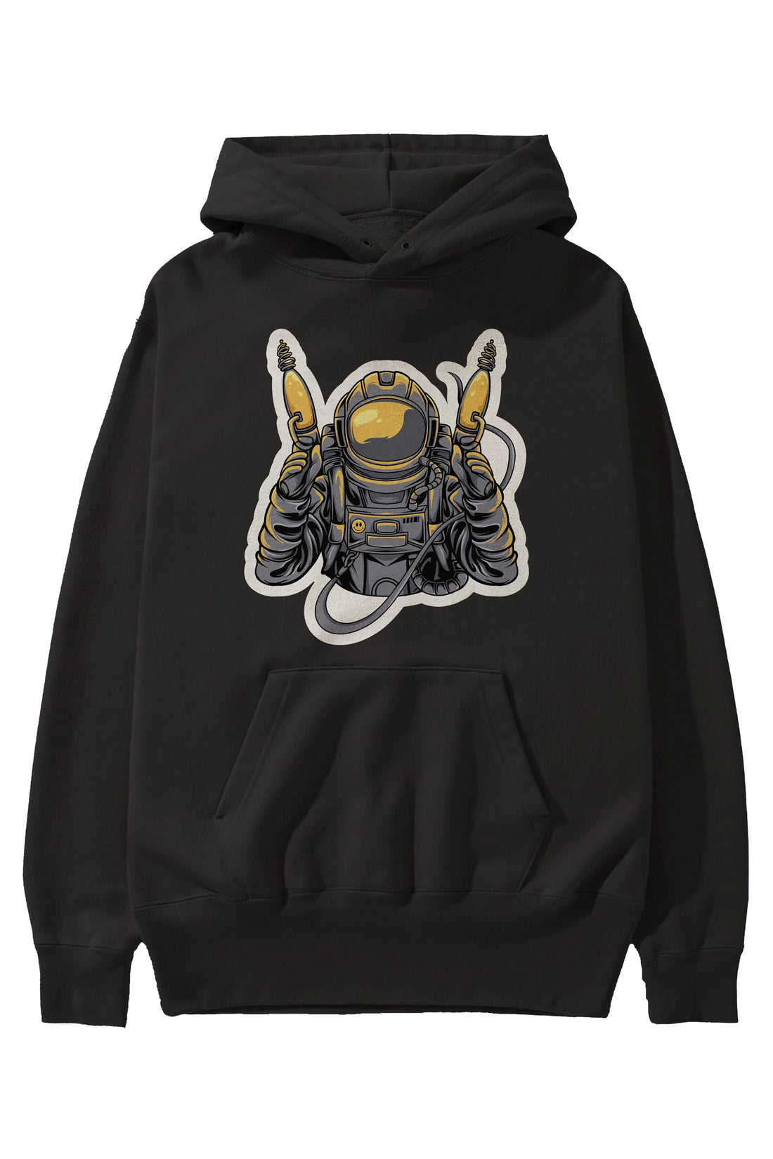 Alien Hunter Sticker Ön Baskılı Hoodie Oversize Kapüşonlu Sweatshirt Erkek Kadın Unisex