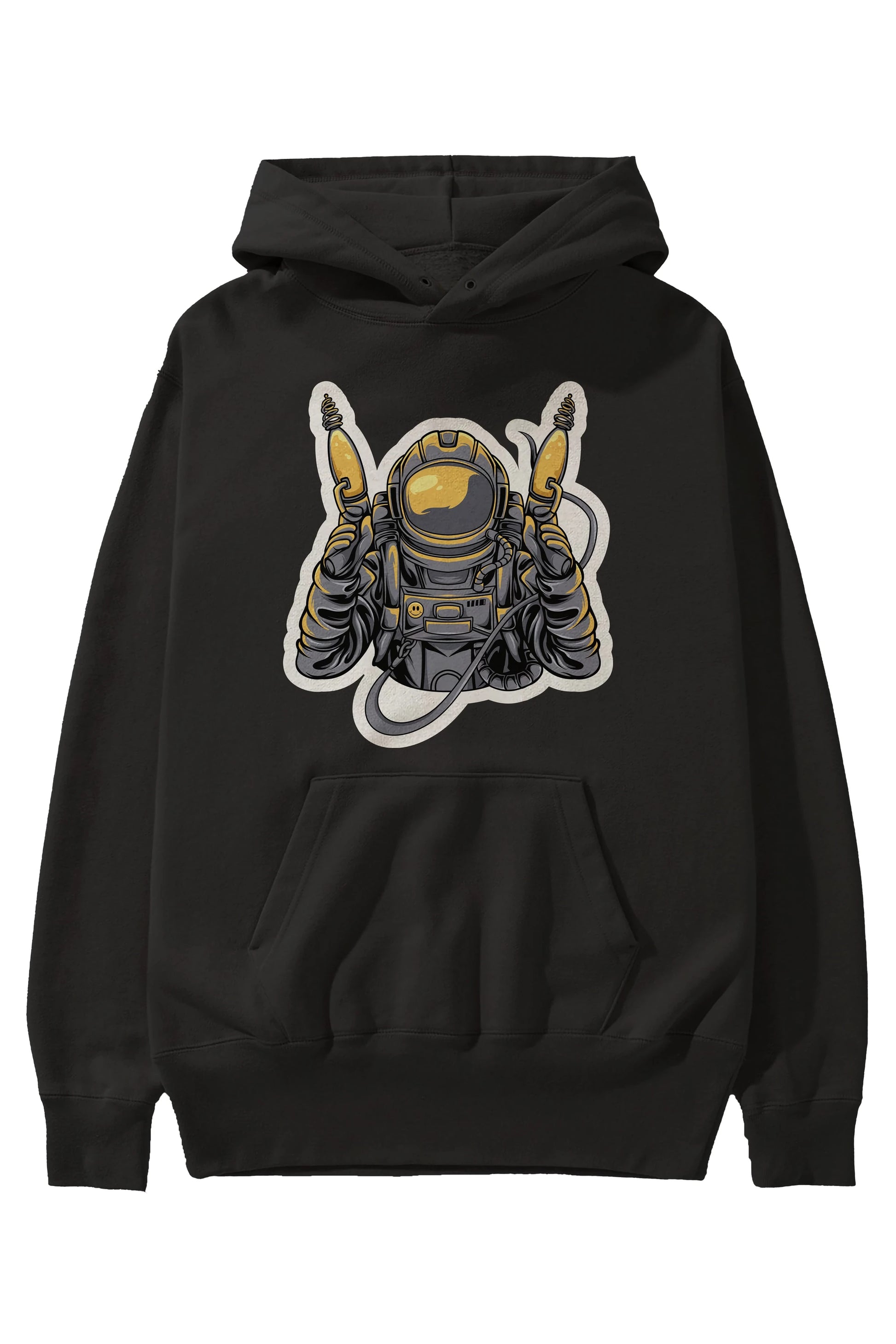 Alien Hunter Sticker Ön Baskılı Hoodie Oversize Kapüşonlu Sweatshirt Erkek Kadın Unisex