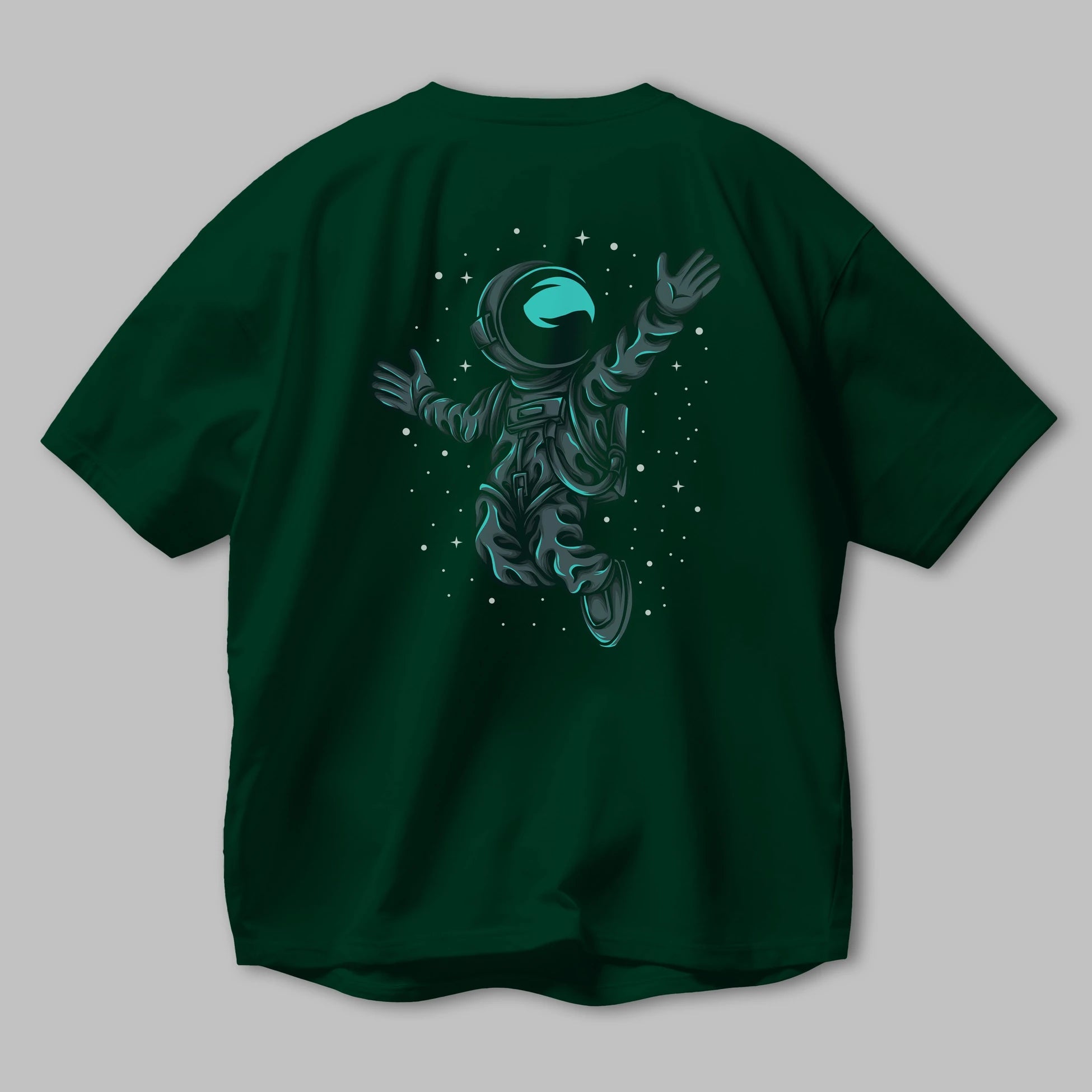 Happy Astronaut Arka Baskılı Oversize t-shirt Erkek Kadın Unisex