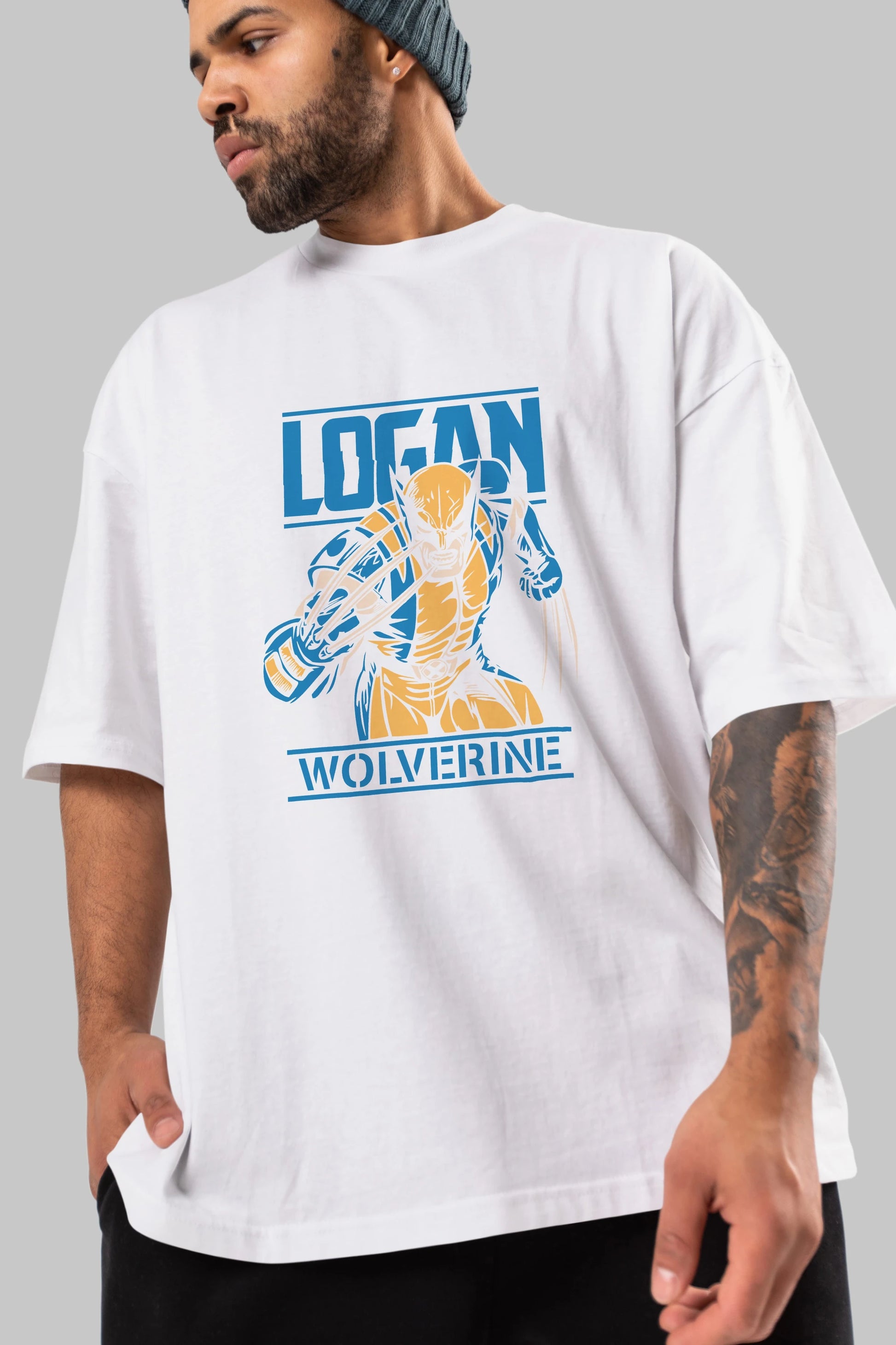 Wolverine Logan Ön Baskılı Oversize t-shirt Erkek Kadın Unisex %100 Pamuk Bisiklet Yaka tişort