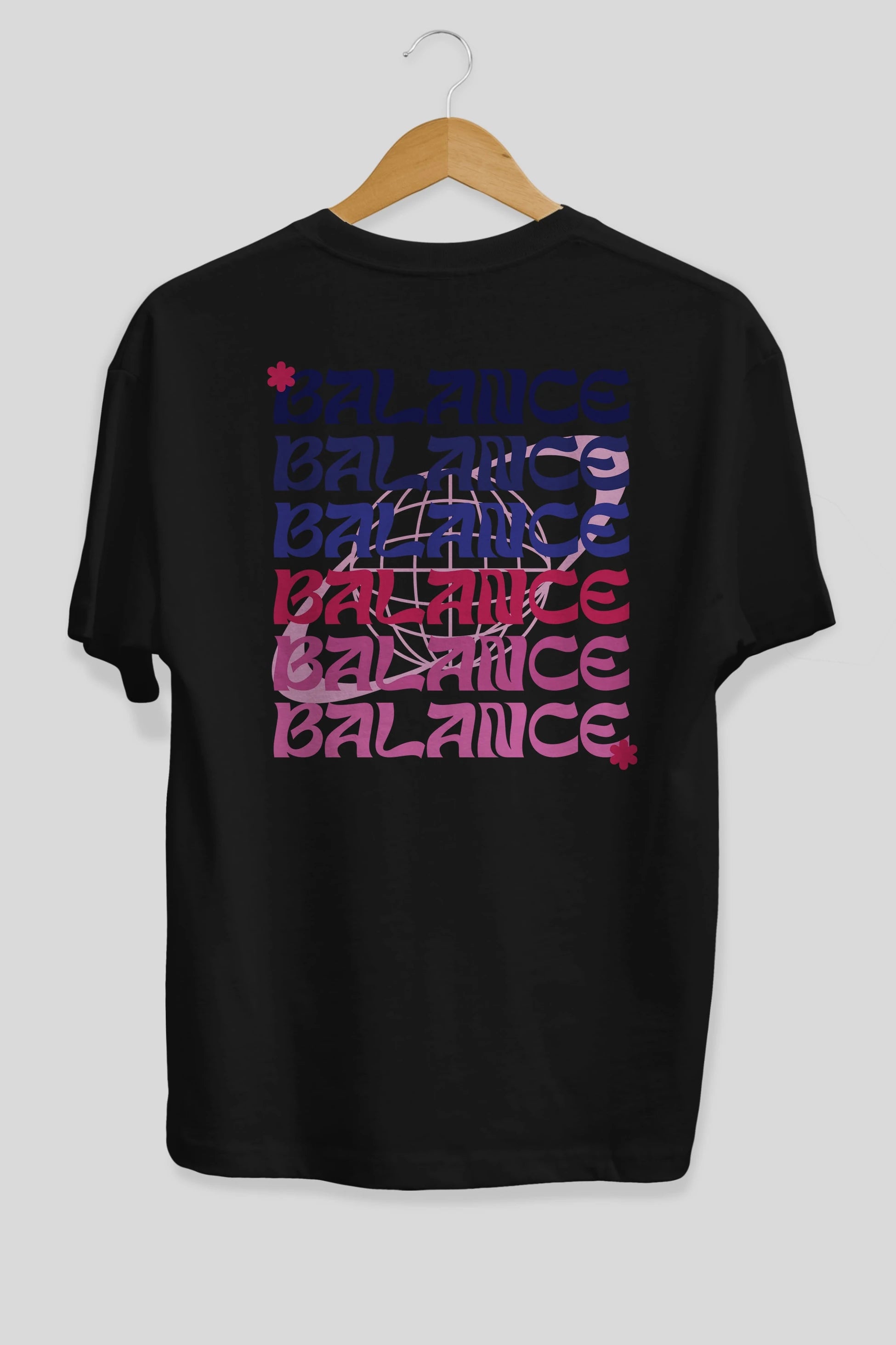 Balance Yazılı Arka Baskılı Oversize t-shirt Erkek Kadın Unisex