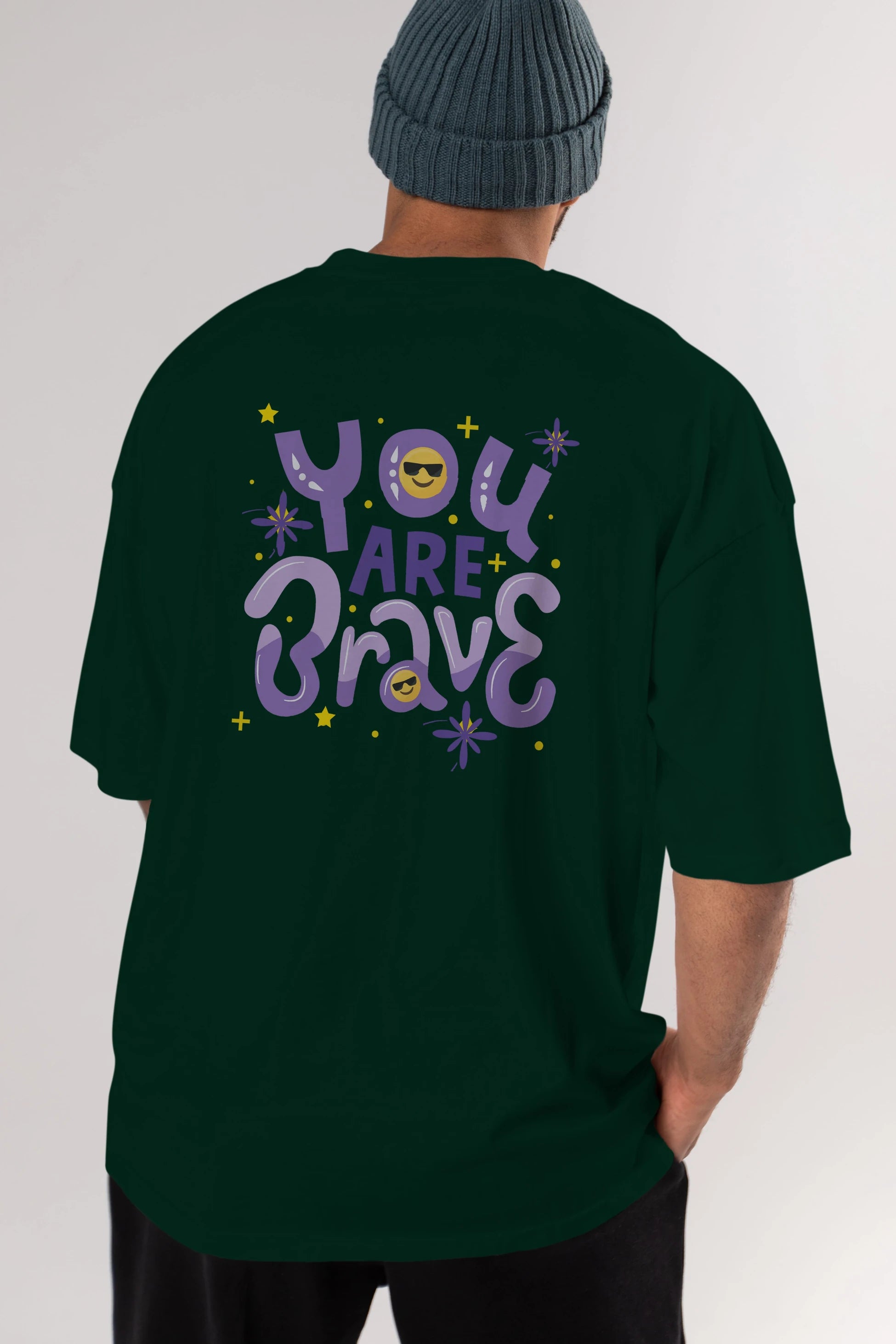 You Are Brave Yazılı Arka Baskılı Oversize t-shirt Erkek Kadın Unisex