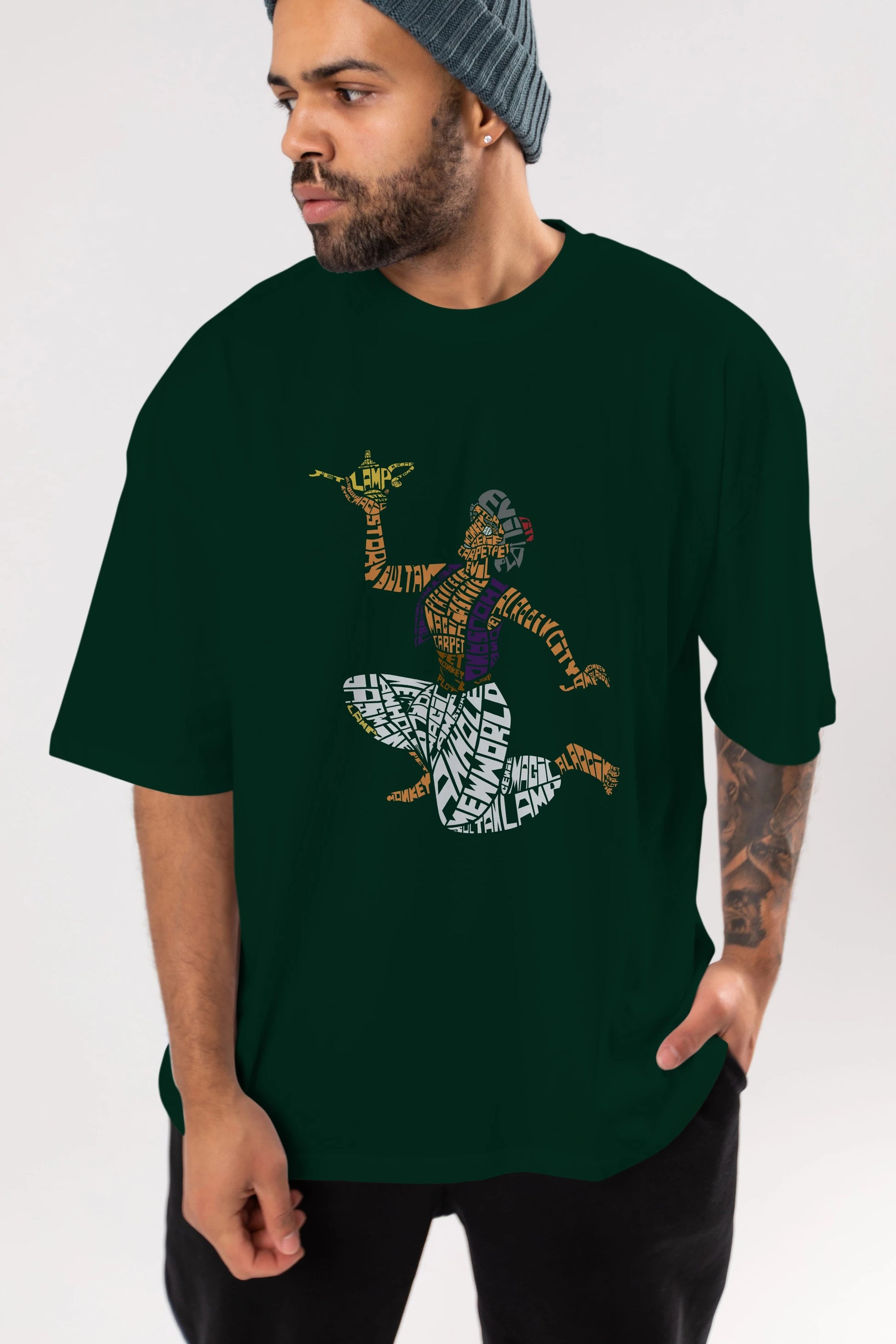 Aladdin Ön Baskılı Oversize t-shirt %100 pamuk Erkek Kadın Unisex