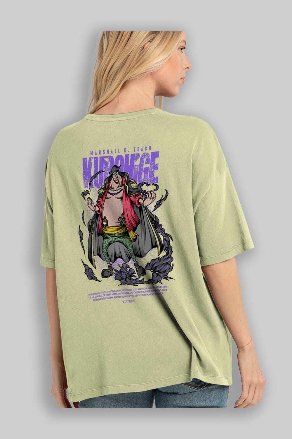 Marshall D. Teach Anime Arka Baskılı Oversize t-shirt Erkek Kadın Unisex