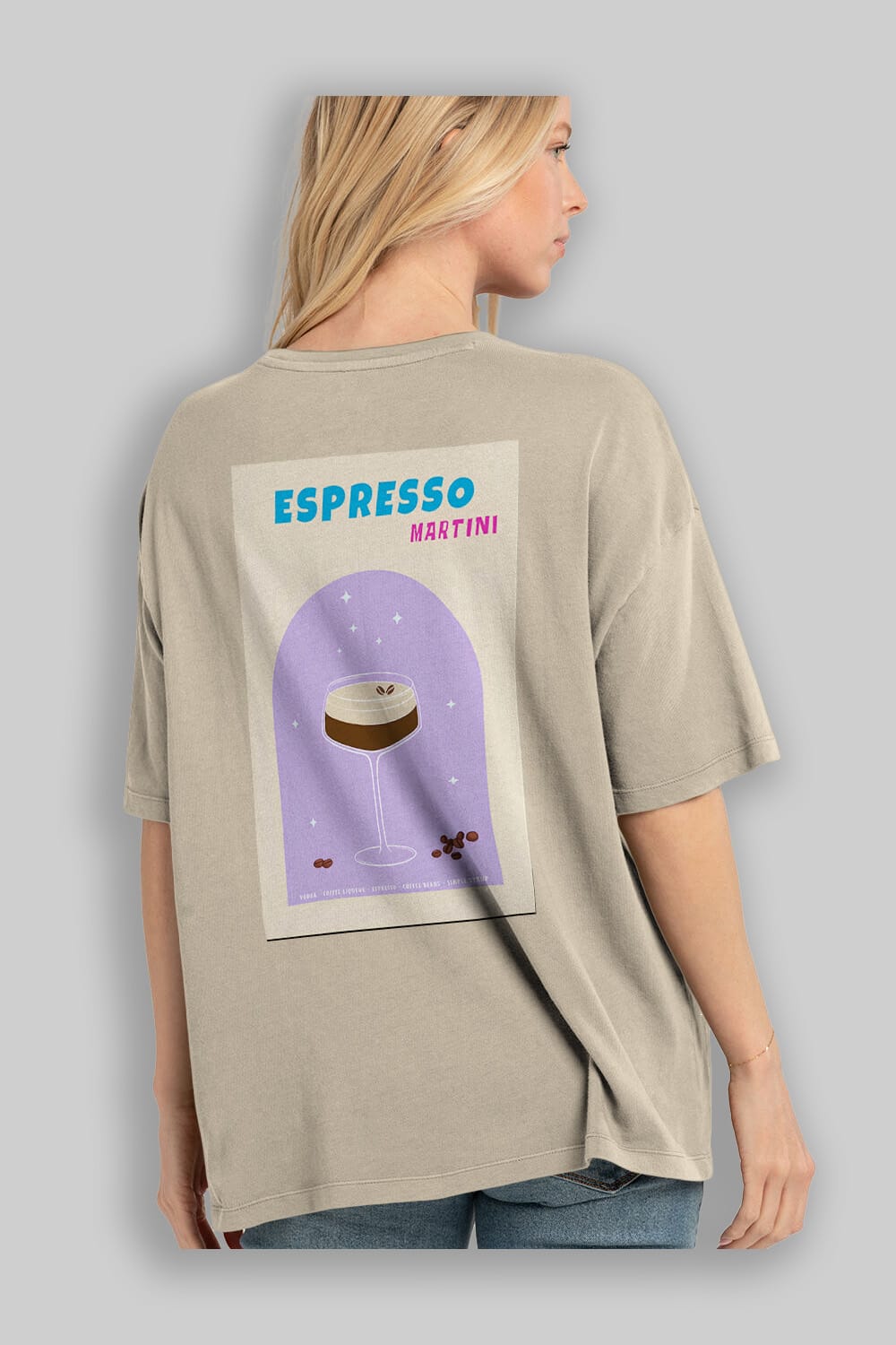 Espresso Martini 5 Arka Baskılı Oversize t-shirt Erkek Kadın Unisex %100 Pamuk Bisiklet Yaka tişort