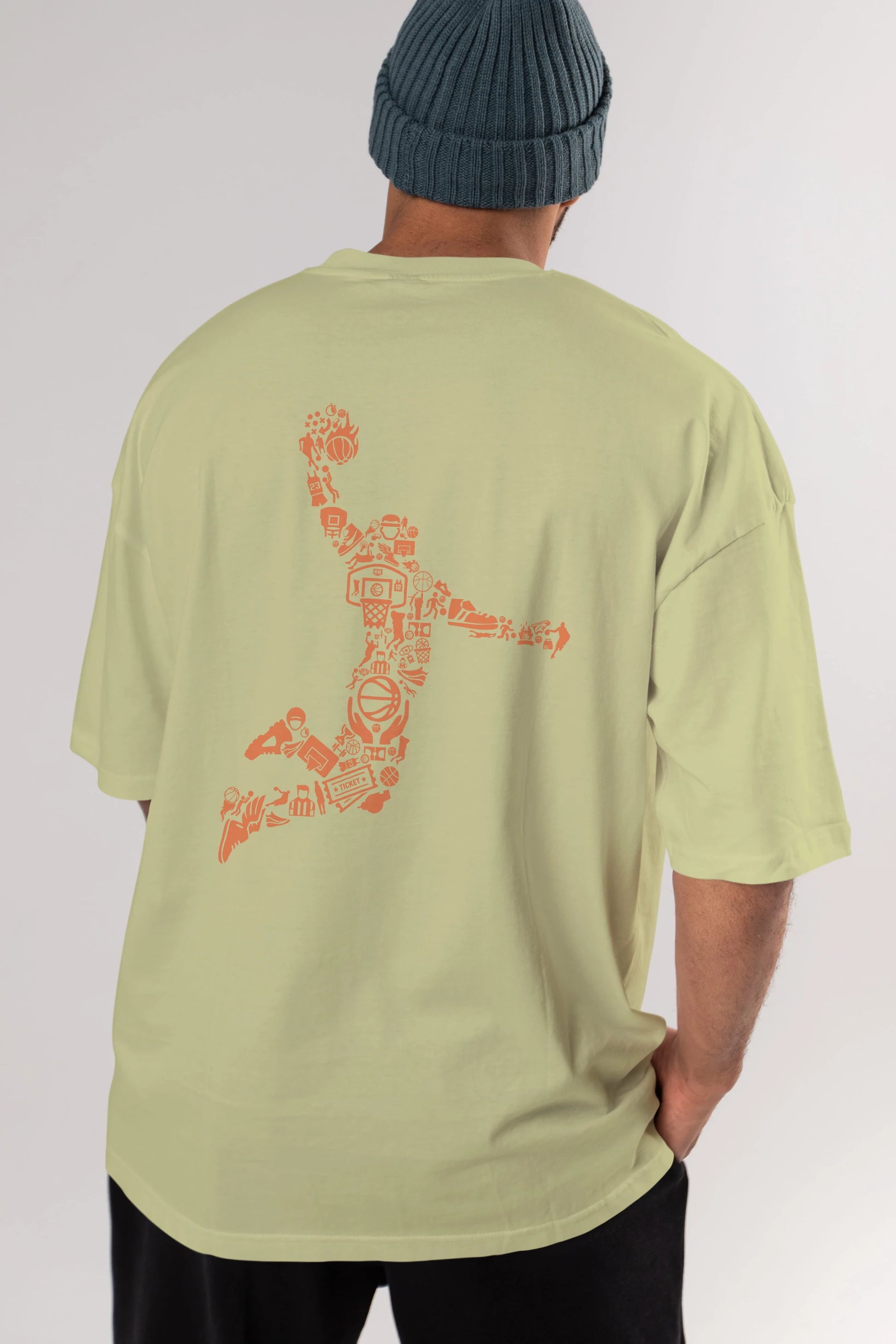 Basketball Player Arka Baskılı Oversize t-shirt %100 pamuk Erkek Kadın Unisex