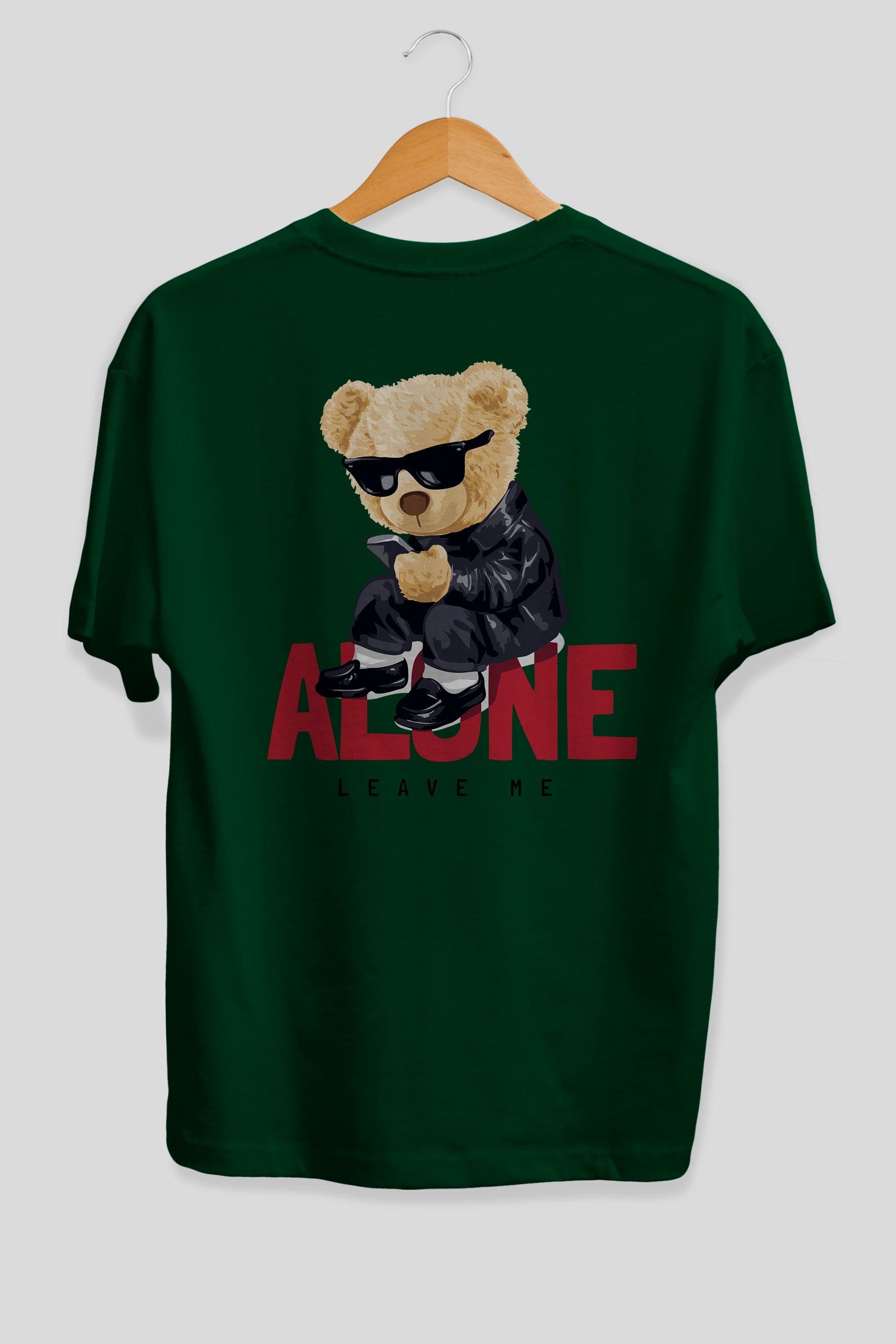 Teddy Bear Alone Arka Baskılı Oversize t-shirt Erkek Kadın Unisex %100 Pamuk