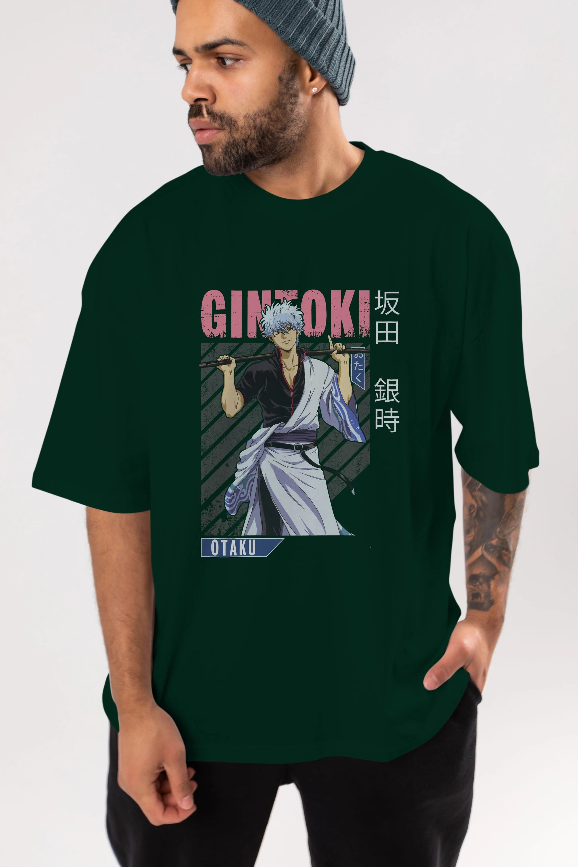 Gintoki Sakata GINTAMA 3 Anime Ön Baskılı Oversize t-shirt %100 pamuk Erkek Kadın Unisex