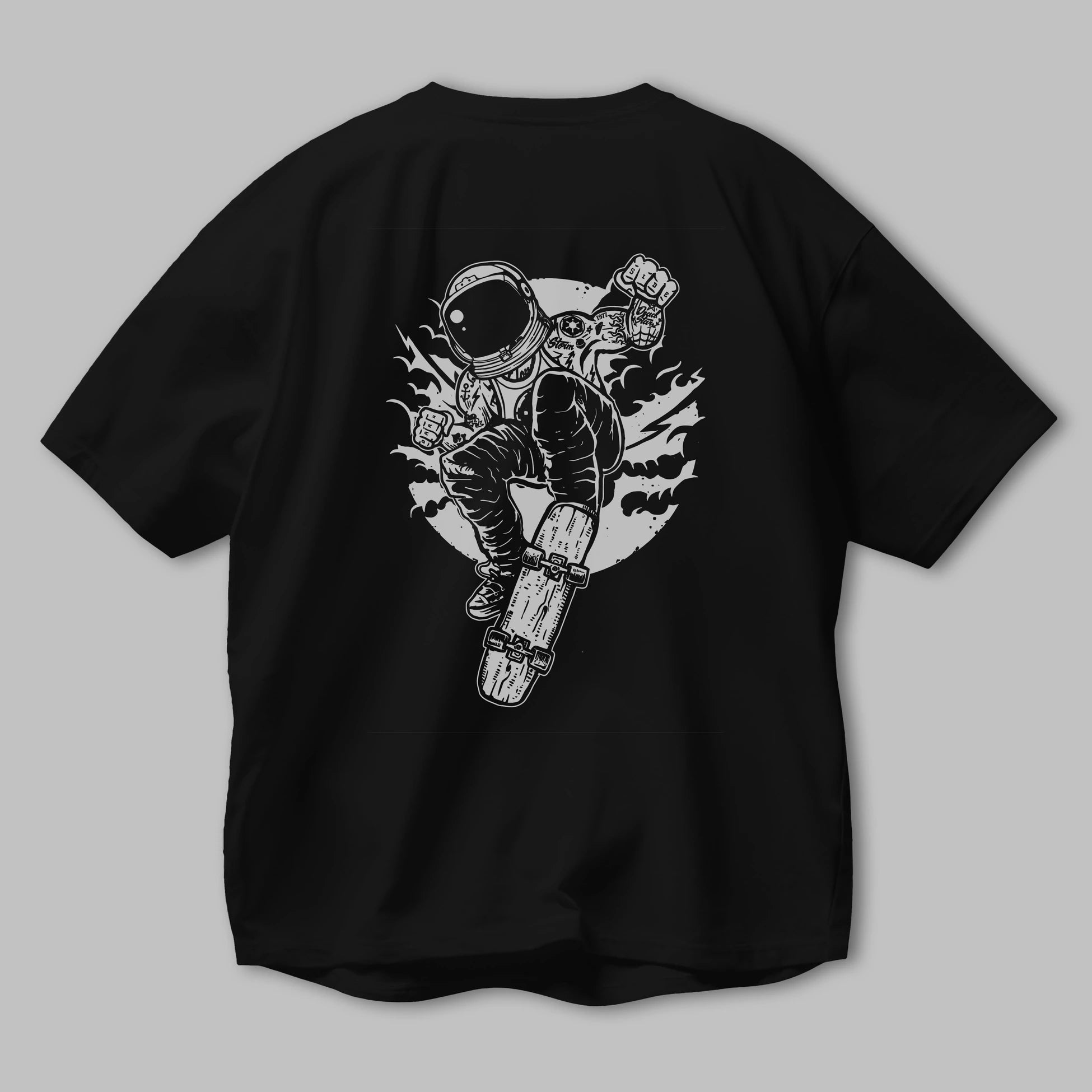 Space Skater Arka Baskılı Oversize t-shirt Erkek Kadın Unisex %100 Pamuk