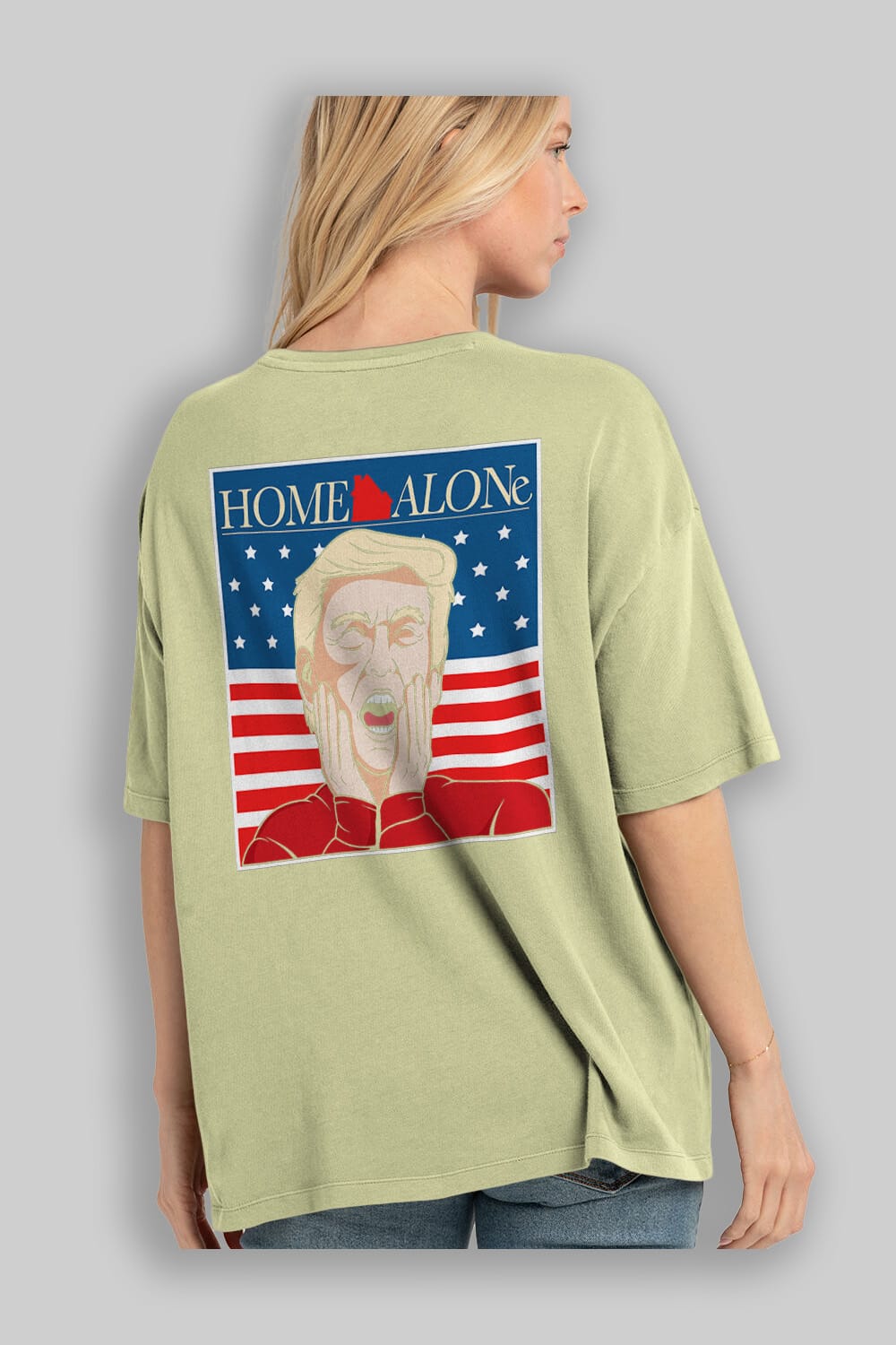 Home Alone Trump Arka Baskılı Oversize t-shirt Erkek Kadın Unisex %100 Pamuk tişort