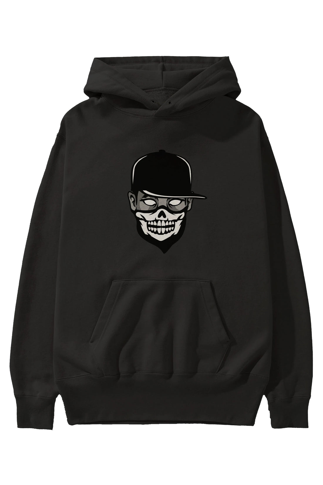 Skull Mask Ön Baskılı Hoodie Oversize Kapüşonlu Sweatshirt Erkek Kadın Unisex