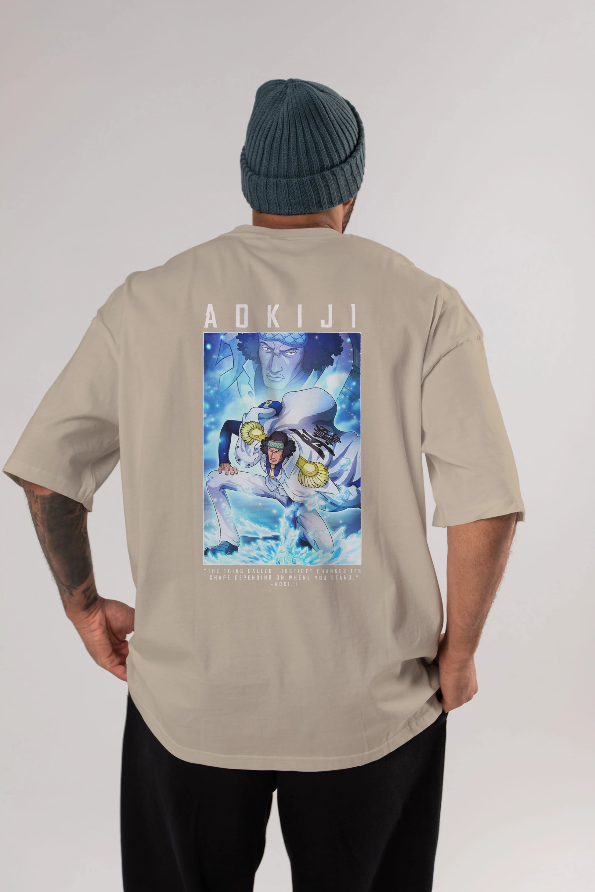 Kuzan Anime Arka Baskılı Oversize t-shirt Erkek Kadın Unisex %100 pamuk tişort