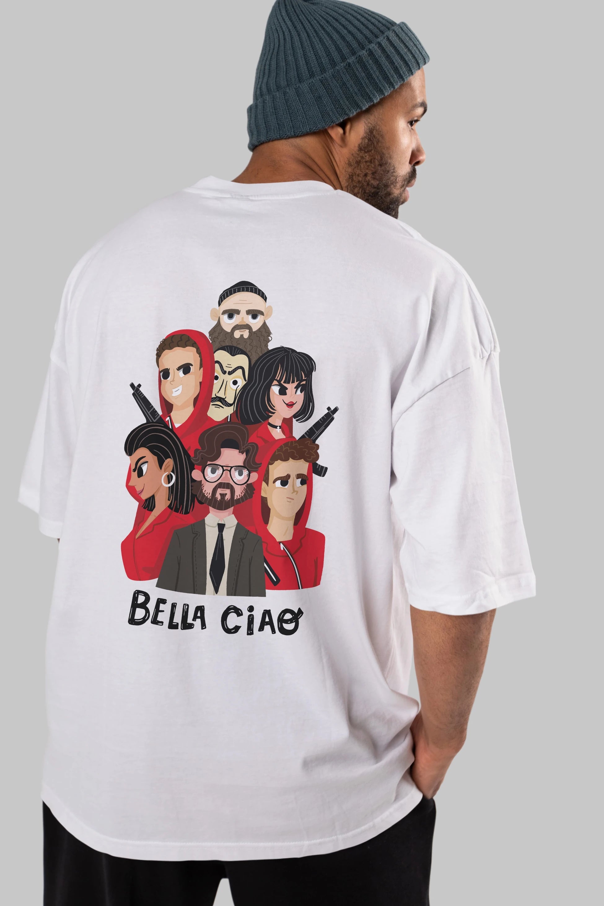 La Casa De Papel (13) Arka Baskılı Oversize t-shirt Erkek Kadın Unisex %100 Pamuk Bisiklet Yaka tişort