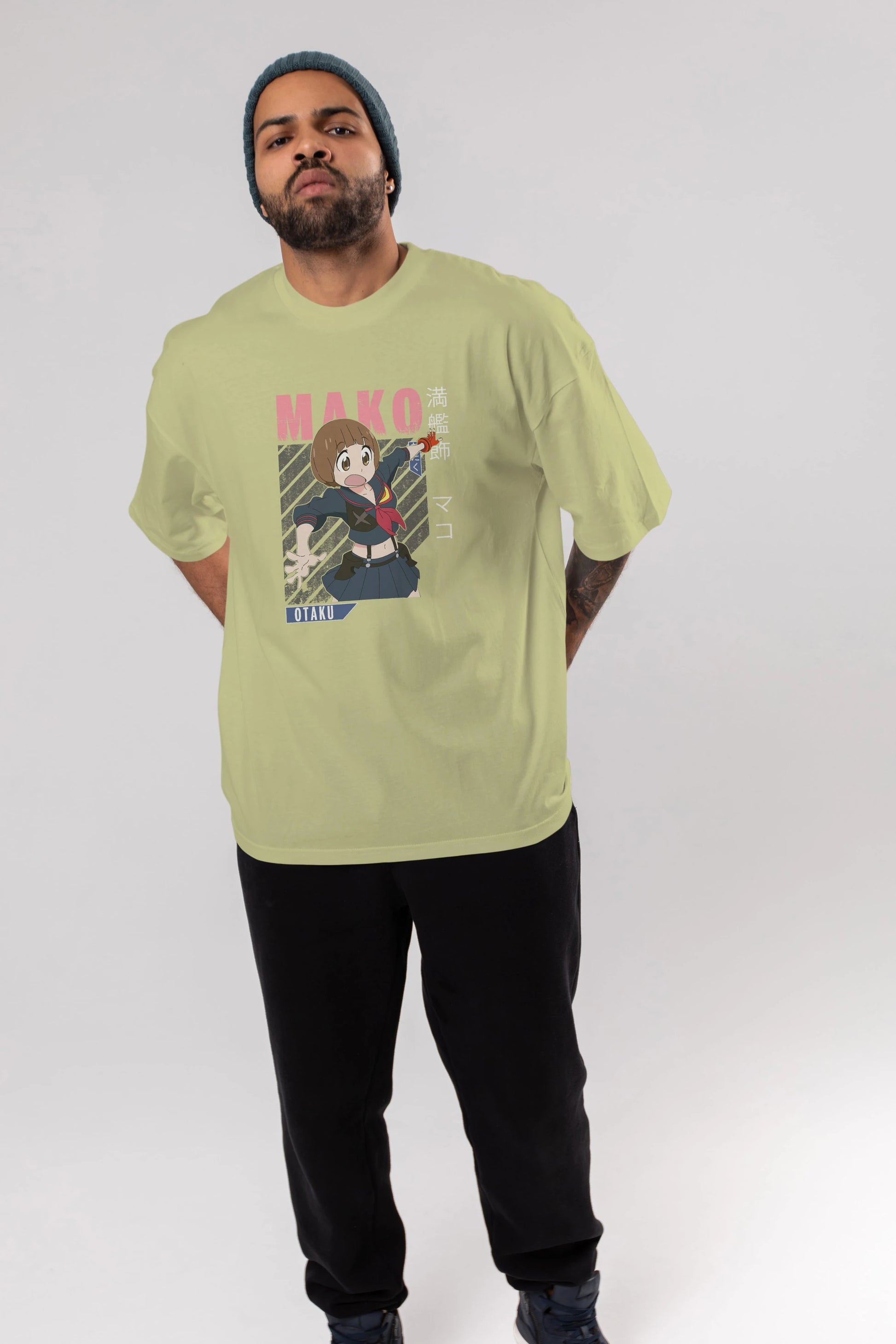 Mako Mankanshoku 2 Anime Ön Baskılı Oversize t-shirt %100 pamuk Erkek Kadın Unisex