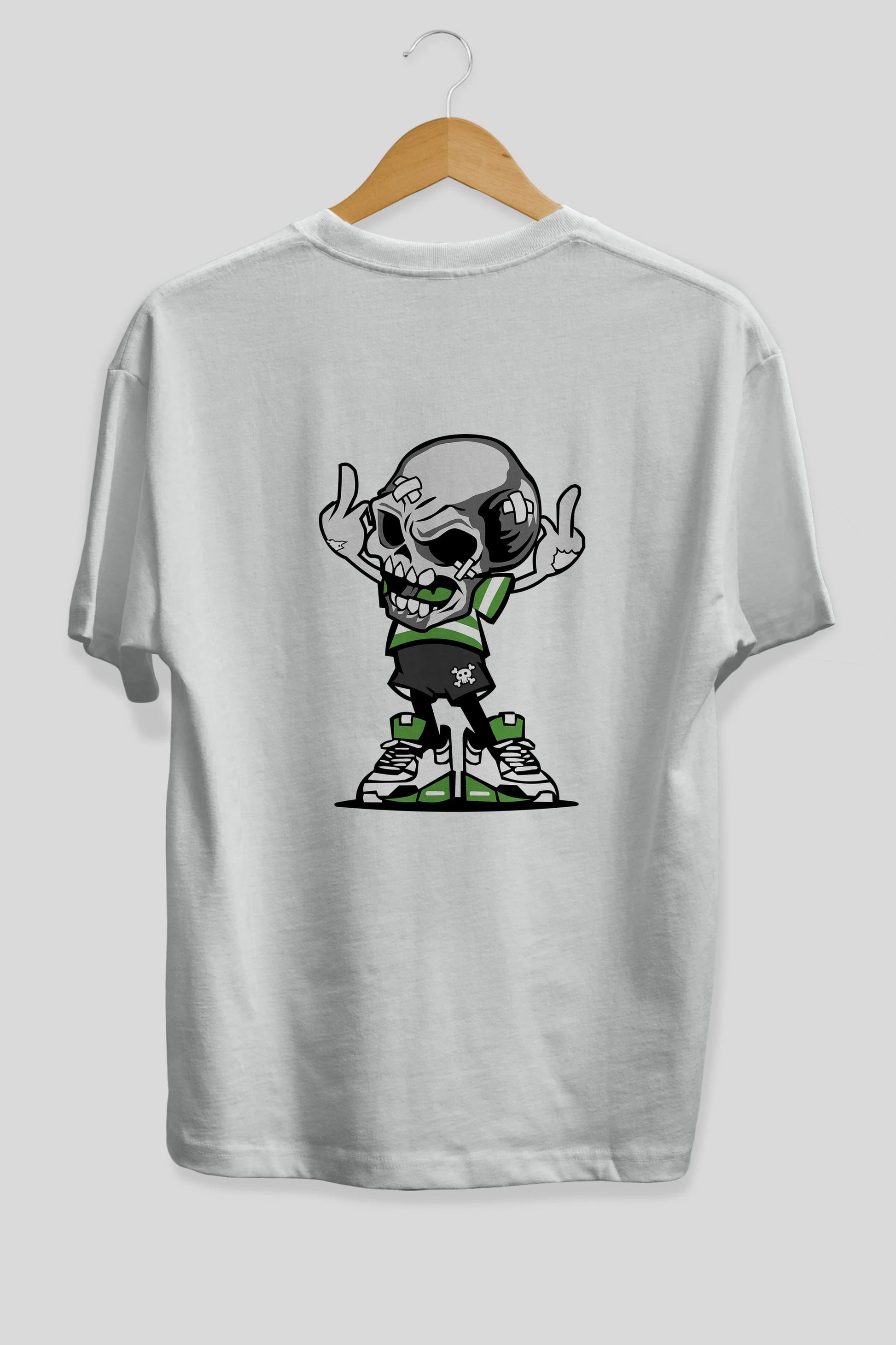 Skull F Hand Arka Baskılı Oversize t-shirt Erkek Kadın Unisex %100 Pamuk tişort