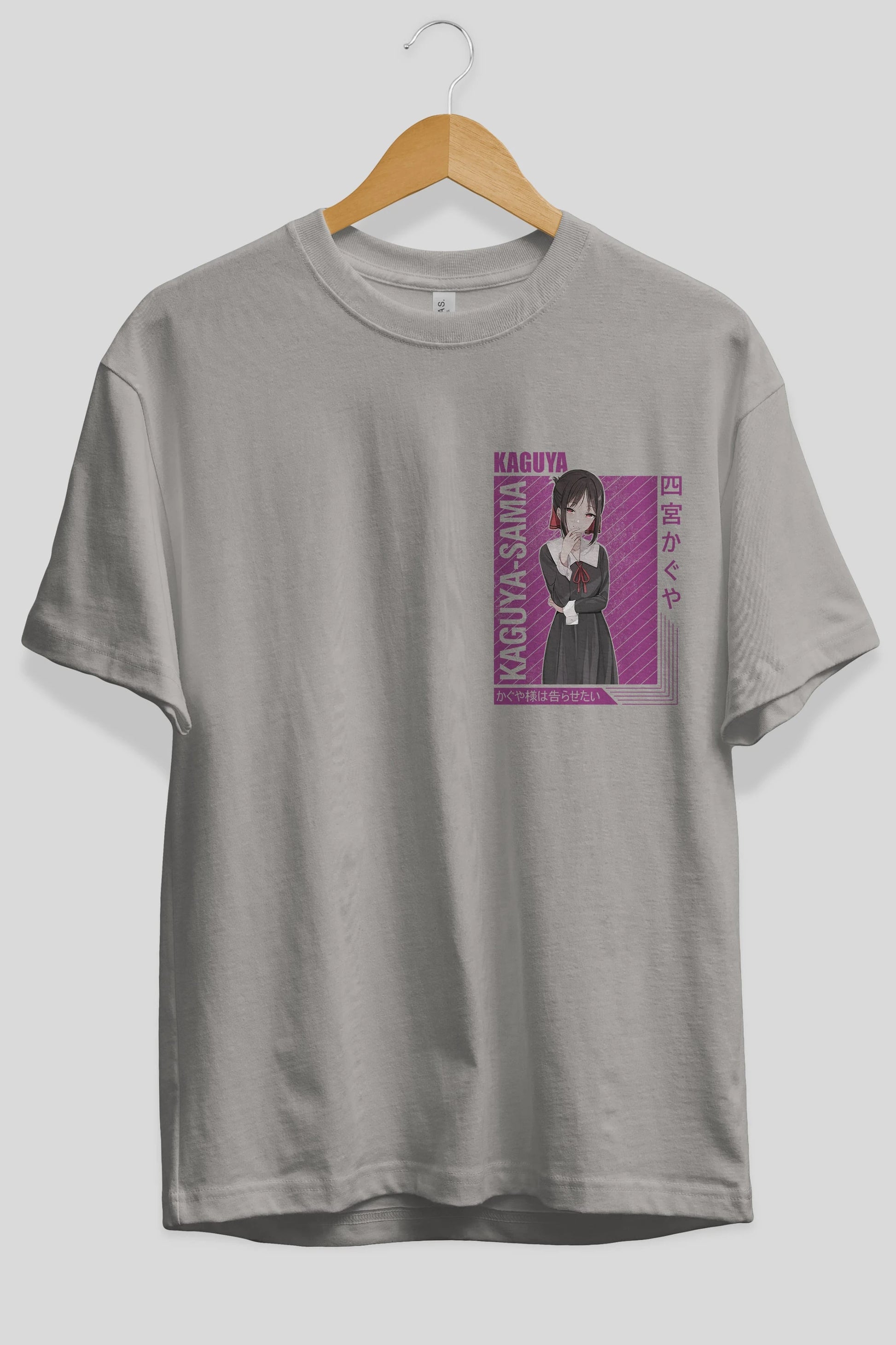 Kaguya Shinomiya 4 1 Ön Sol Baskılı Oversize t-shirt Erkek Kadın Unisex %100 Pamuk Bisiklet Yaka tişort