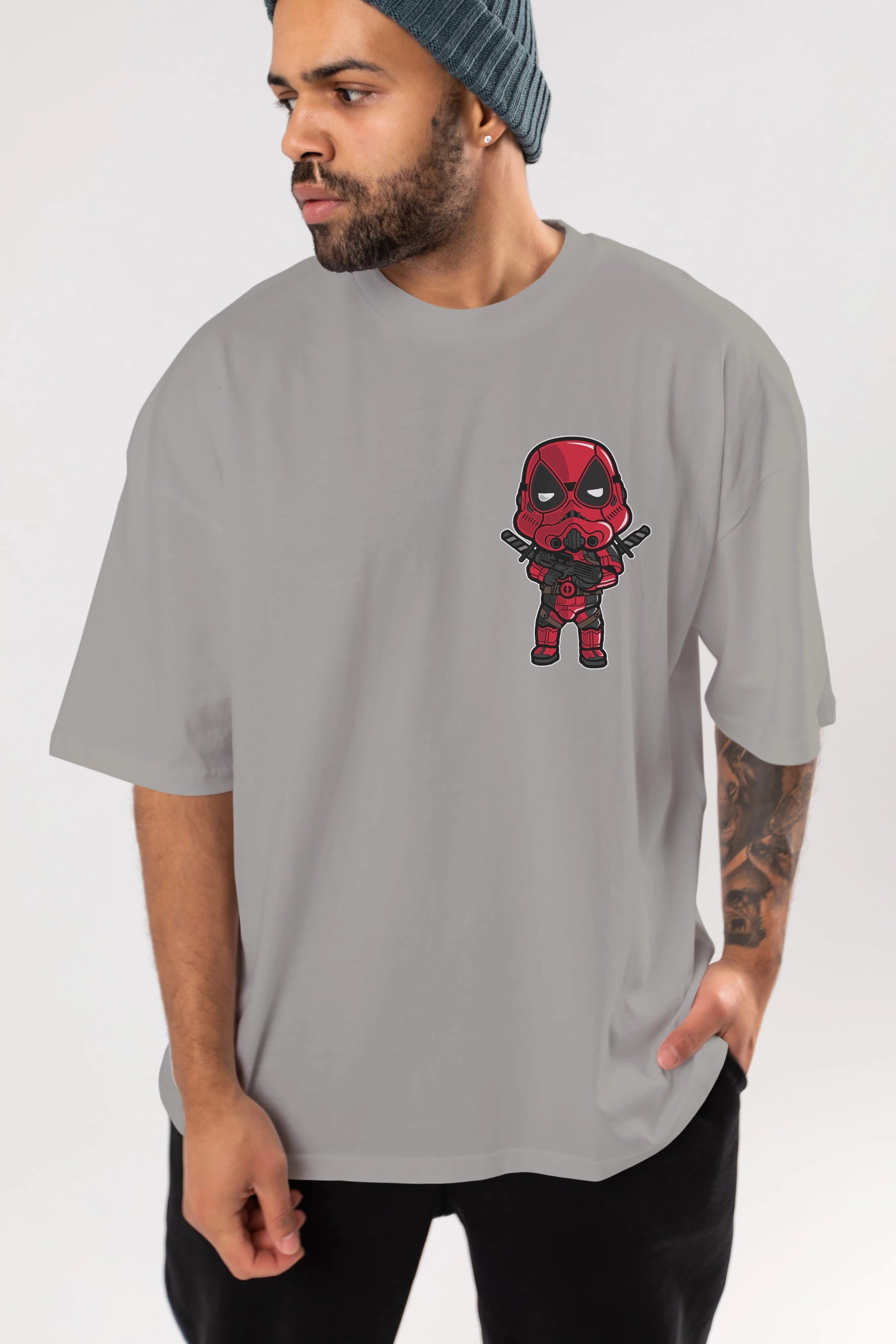 Deadpool (22) Ön Sol Baskılı Oversize t-shirt Erkek Kadın Unisex %100 Pamuk Bisiklet Yaka tişort