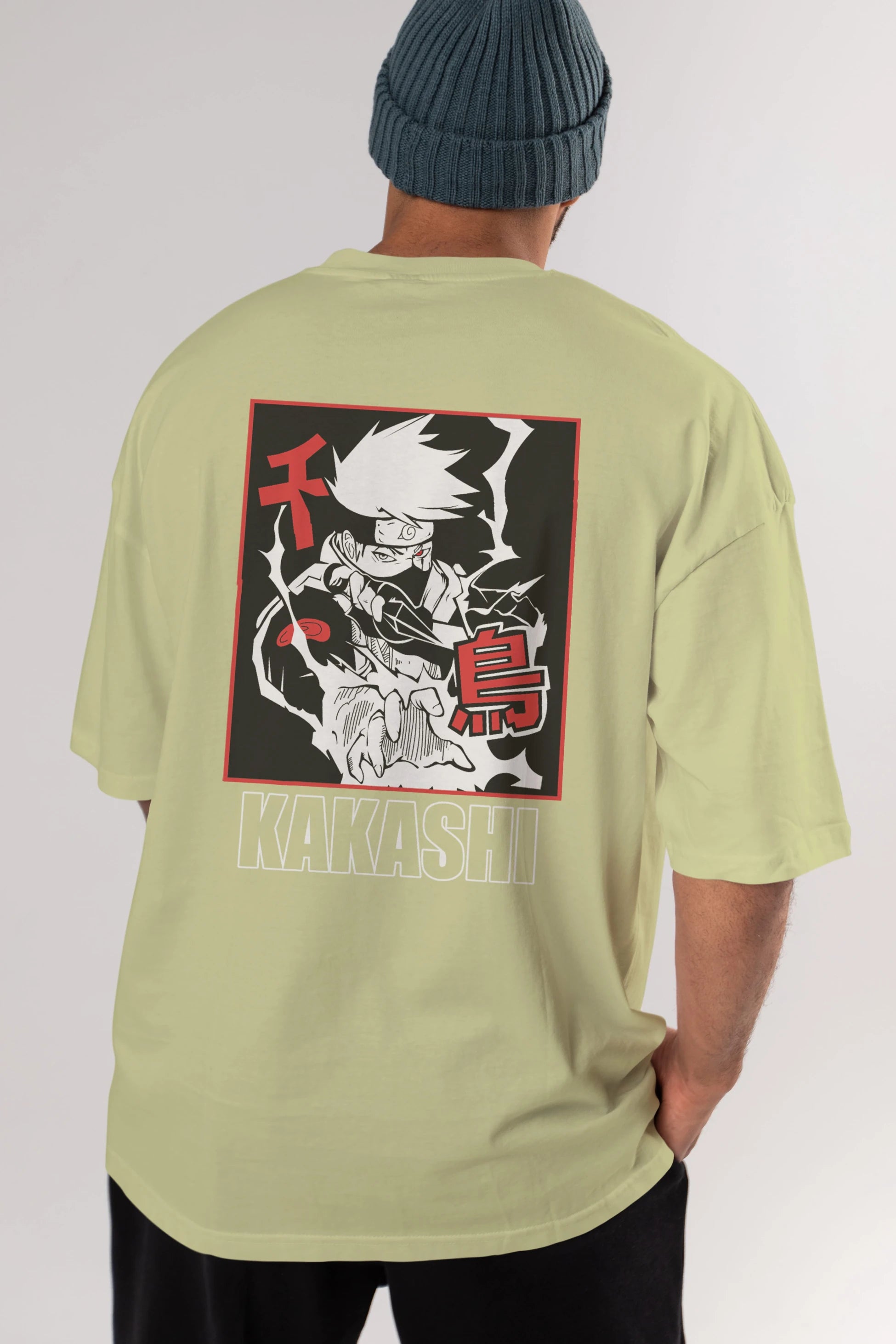 KAKASHI HATAKE NARUTO Anime Arka Baskılı Oversize t-shirt Erkek Kadın Unisex