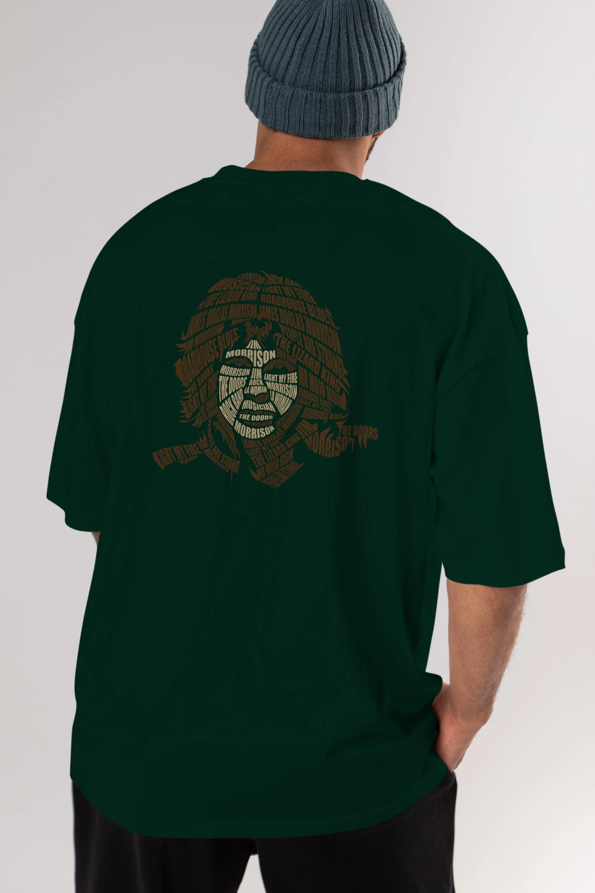 Jim Morrison Calligram Arka Baskılı Oversize t-shirt %100 pamuk Erkek Kadın Unisex