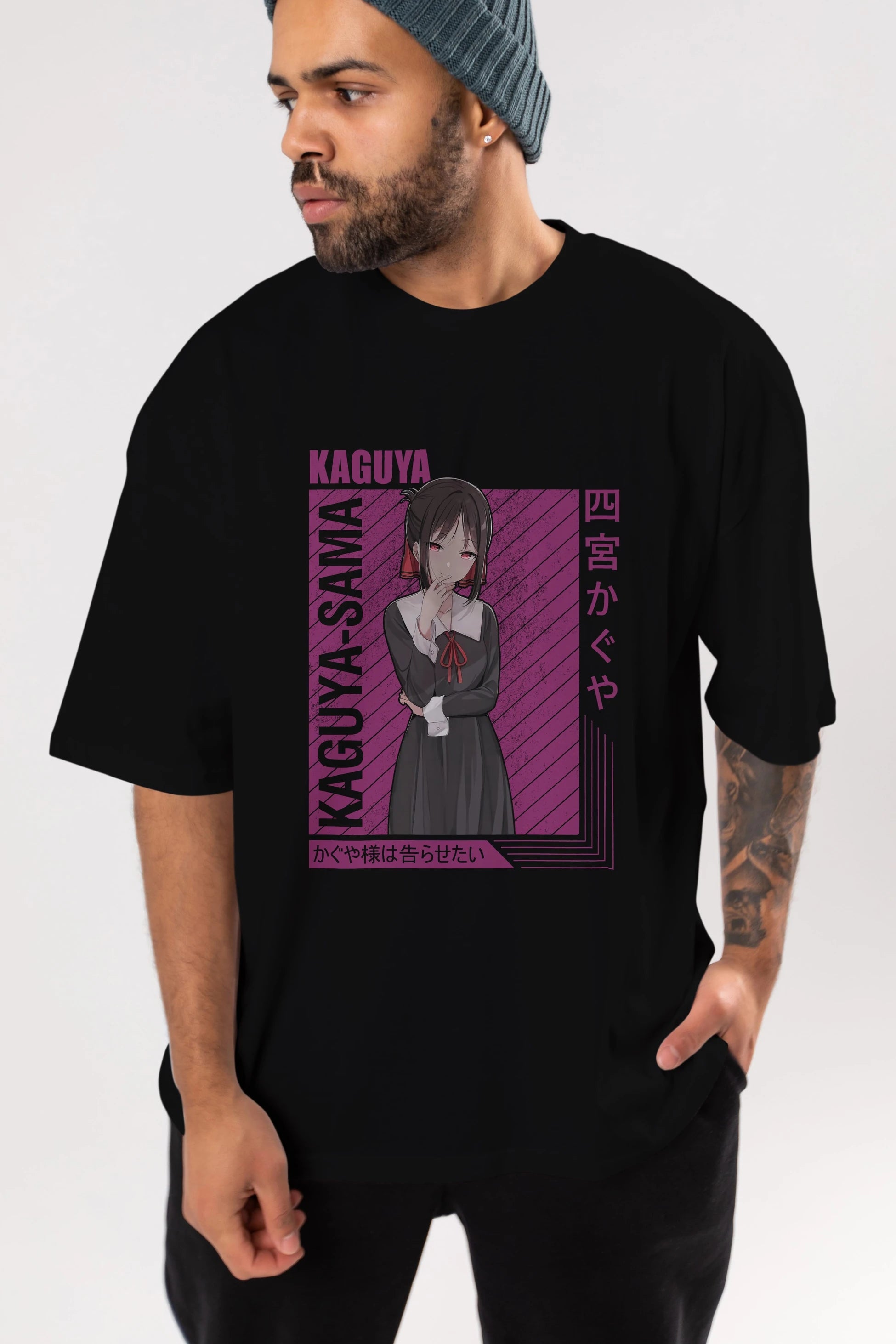 Kaguya Shinomiya 4 1 Anime Ön Baskılı Oversize t-shirt %100 pamuk Erkek Kadın Unisex