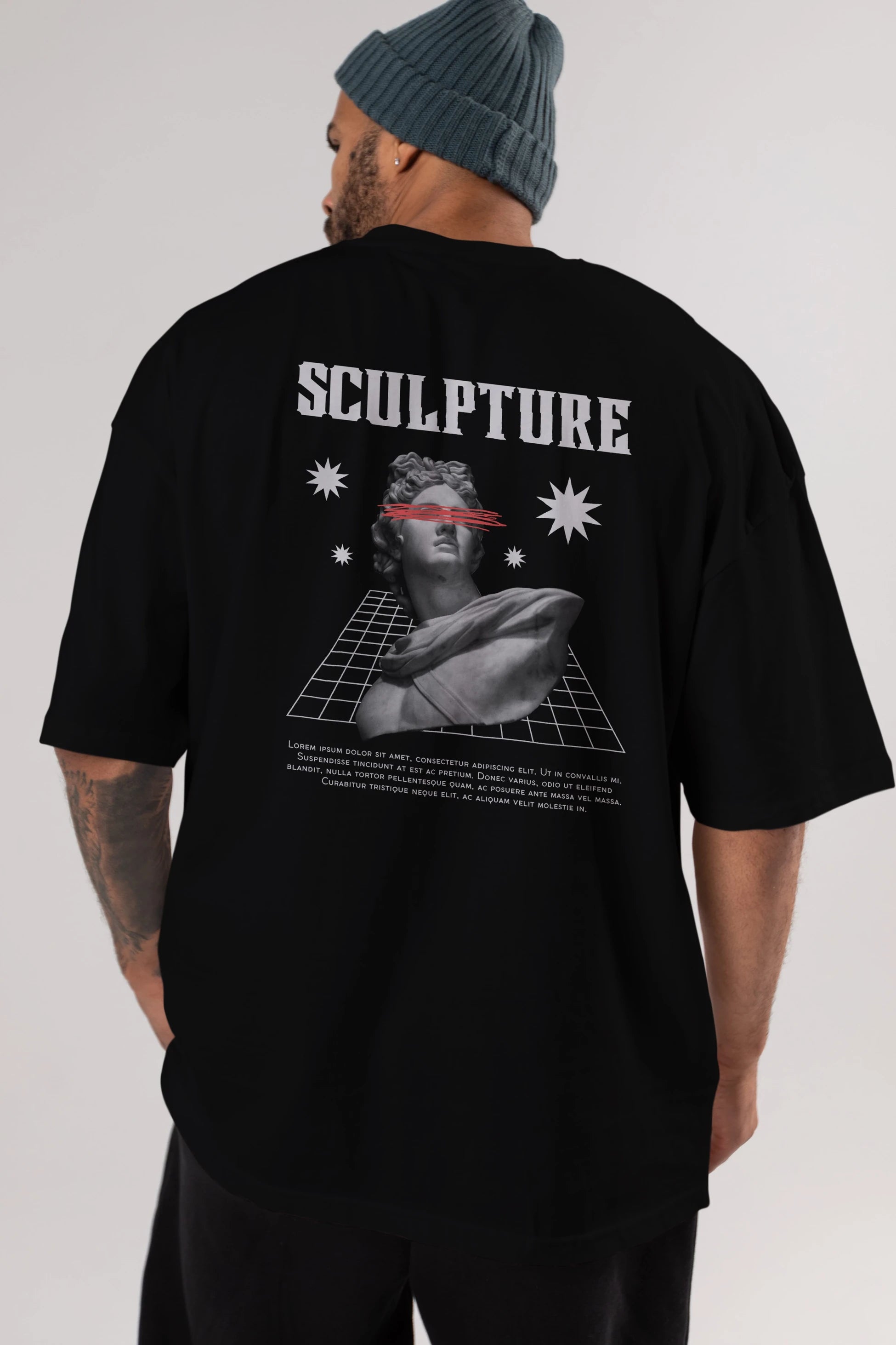 Sculpture Yazılı Arka Baskılı Oversize t-shirt Erkek Kadın Unisex
