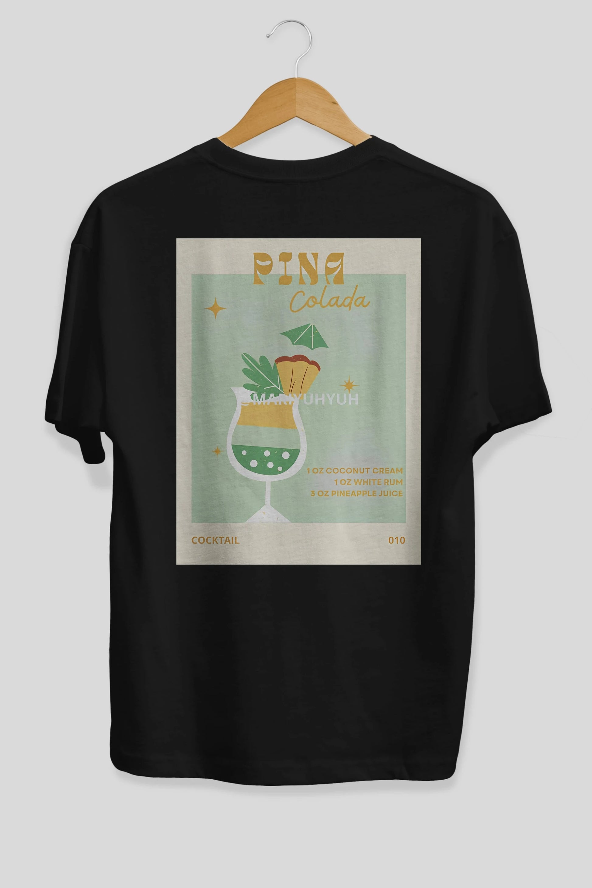 Pina Colada Arka Baskılı Oversize t-shirt Erkek Kadın Unisex %100 Pamuk Bisiklet Yaka tişort