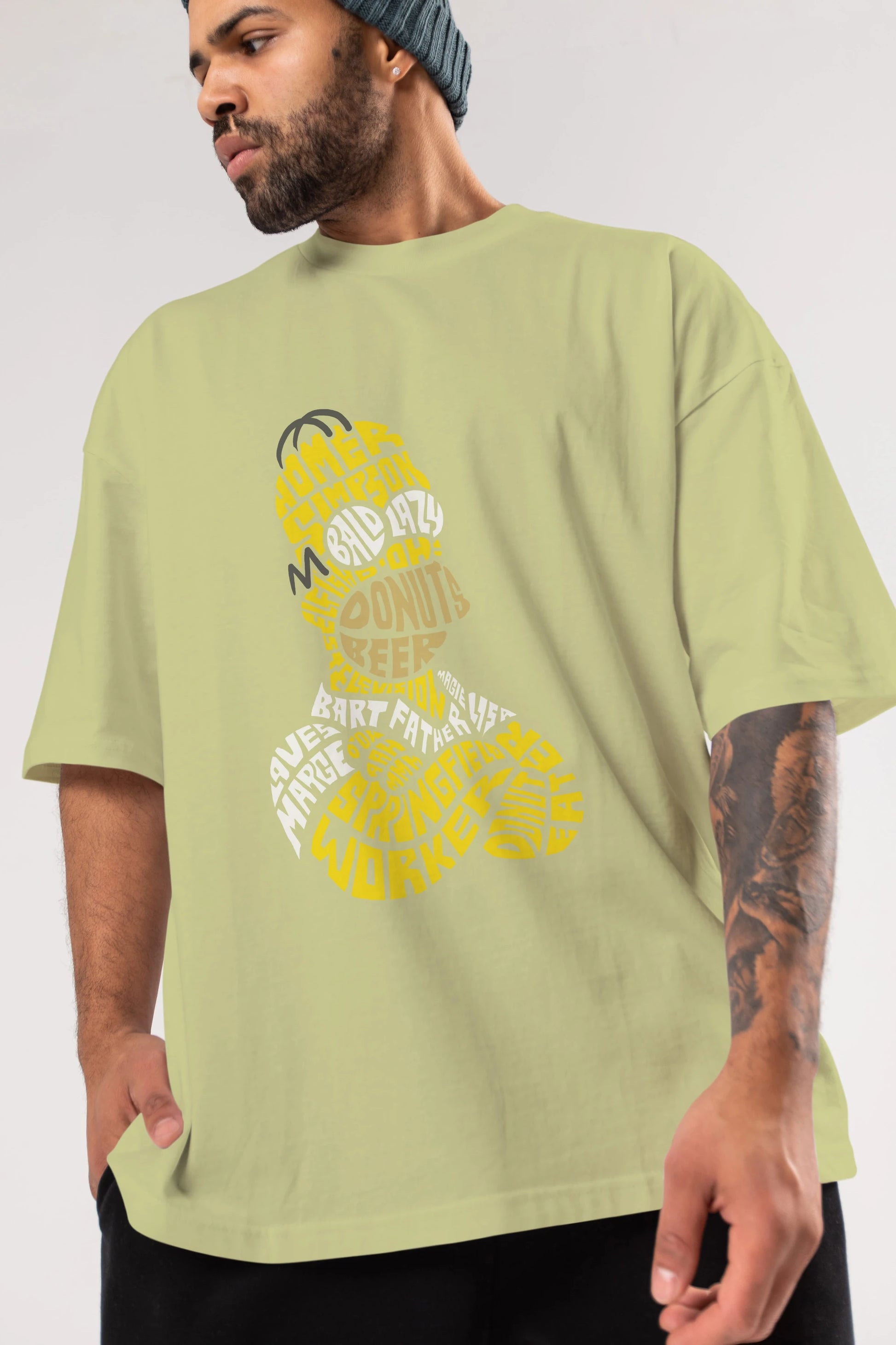 Homer Simpson Ön Baskılı Oversize t-shirt %100 pamuk Erkek Kadın Unisex