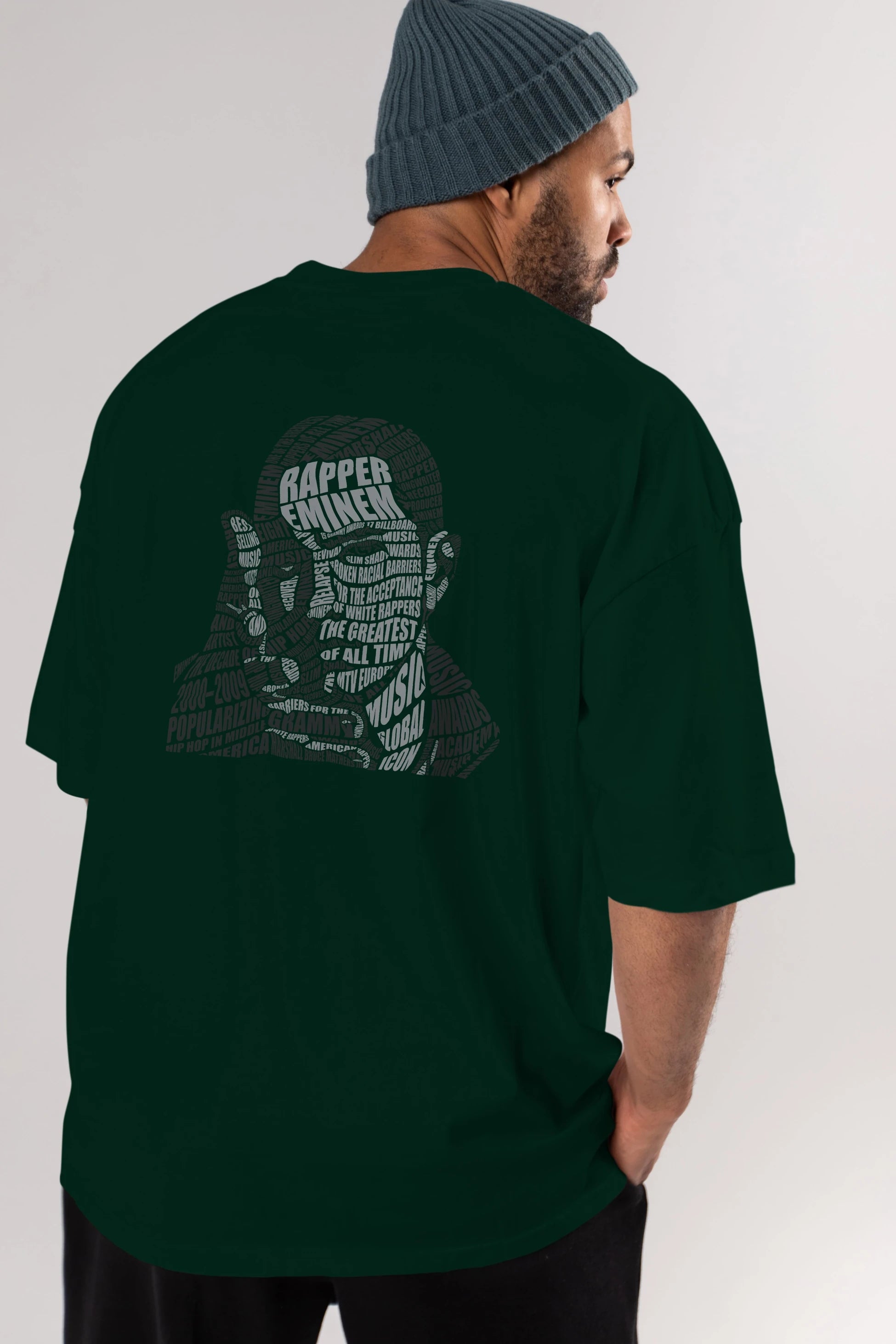 Eminem Calligram Arka Baskılı Oversize t-shirt %100 pamuk Erkek Kadın Unisex