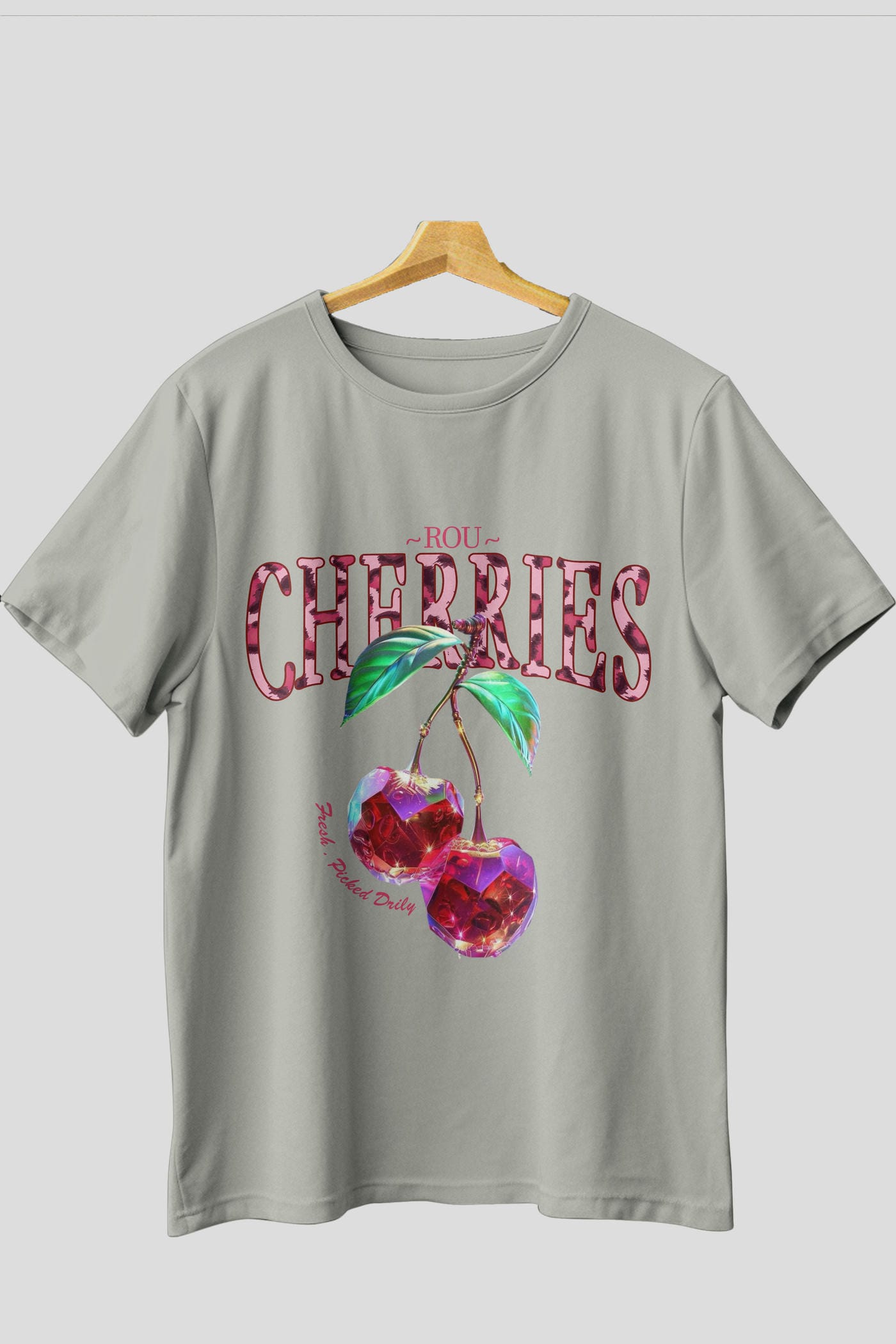 Cherry Cherries 4 Ön Baskılı Oversize t-shirt Erkek Kadın Pamuk Bisiklet Yaka tişort