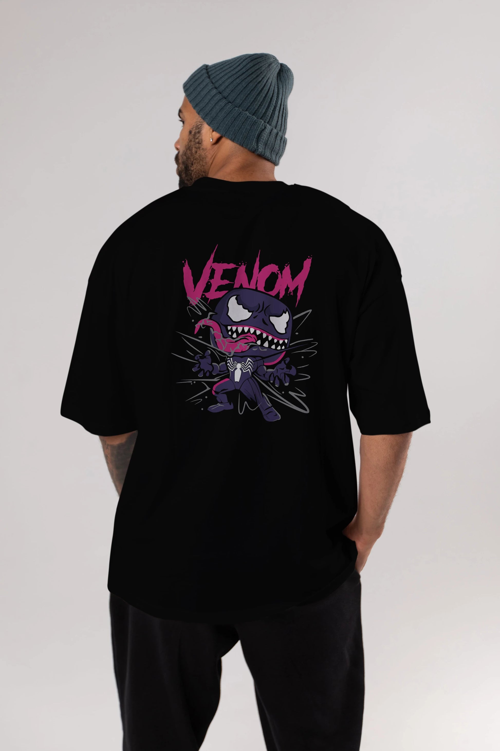 Venom (20) Arka Baskılı Oversize t-shirt Erkek Kadın Unisex %100 Pamuk Bisiklet Yaka tişort