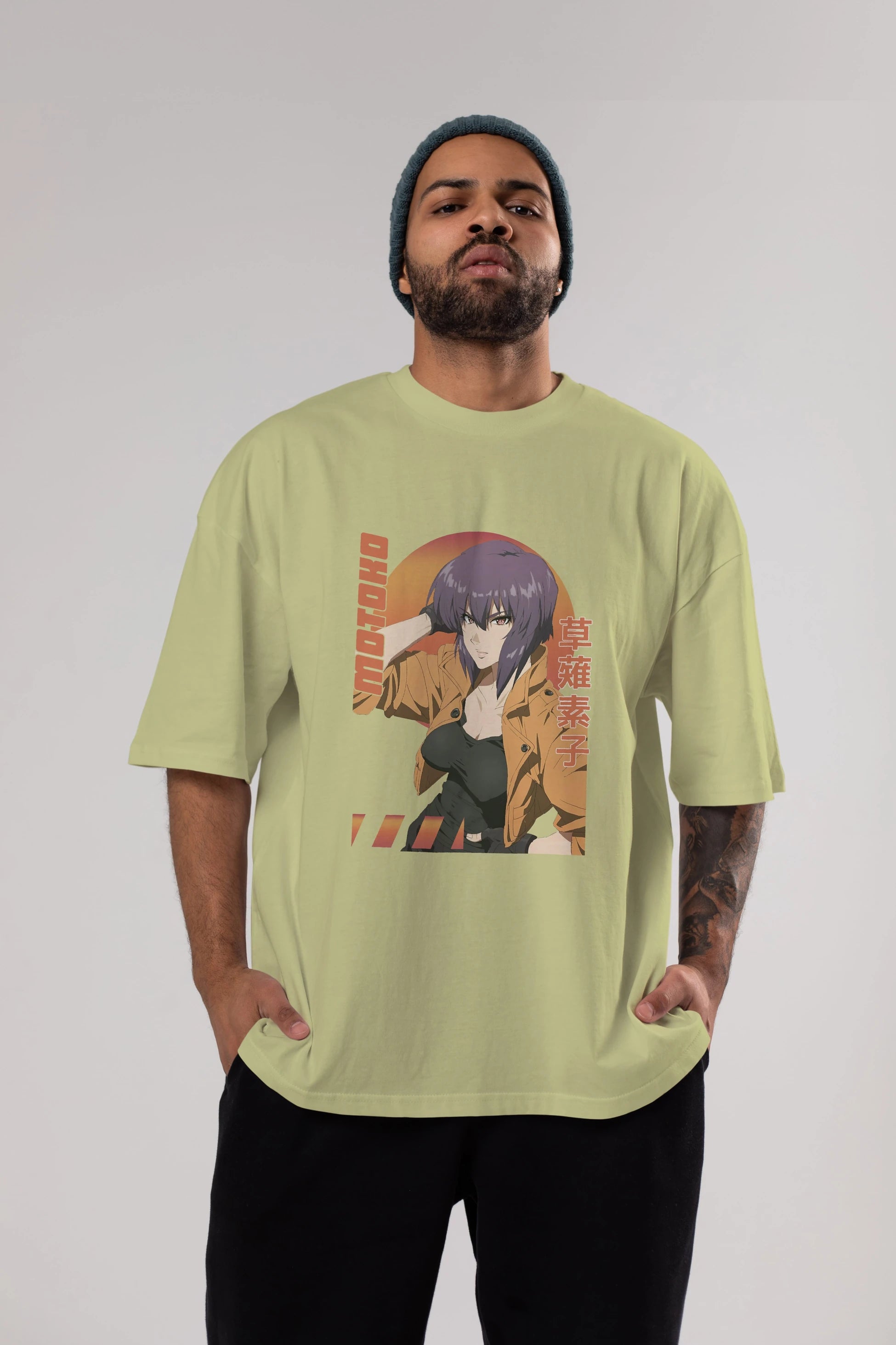 Motoko Kusanagi 9 Anime Ön Baskılı Oversize t-shirt %100 pamuk Erkek Kadın Unisex