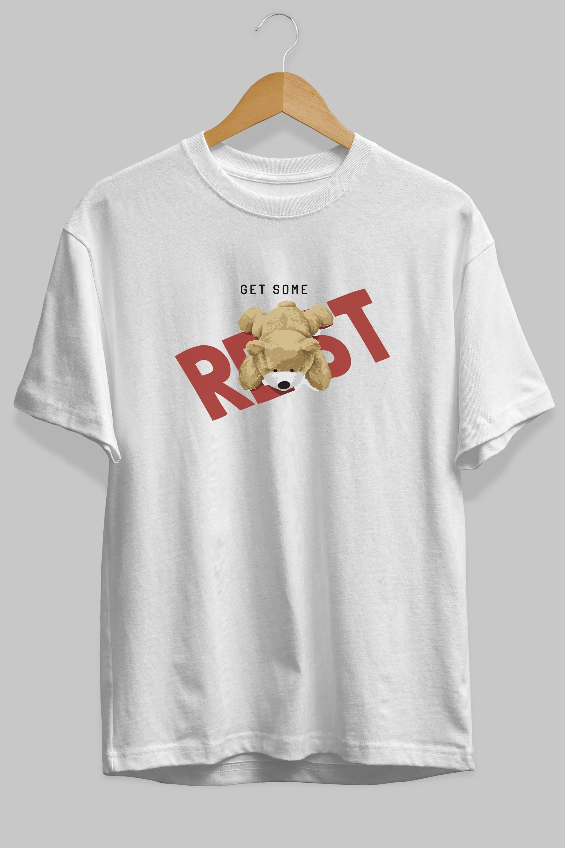Teddy Bear Rest Ön Baskılı Oversize t-shirt Erkek Kadın Unisex %100 Pamuk