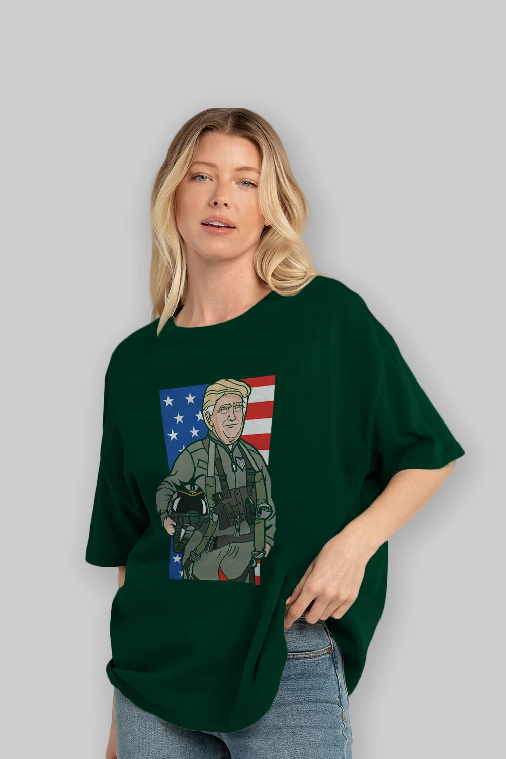 Trump Jetplane Pilot Ön Baskılı Oversize t-shirt Erkek Kadın Unisex %100 Pamuk tişort